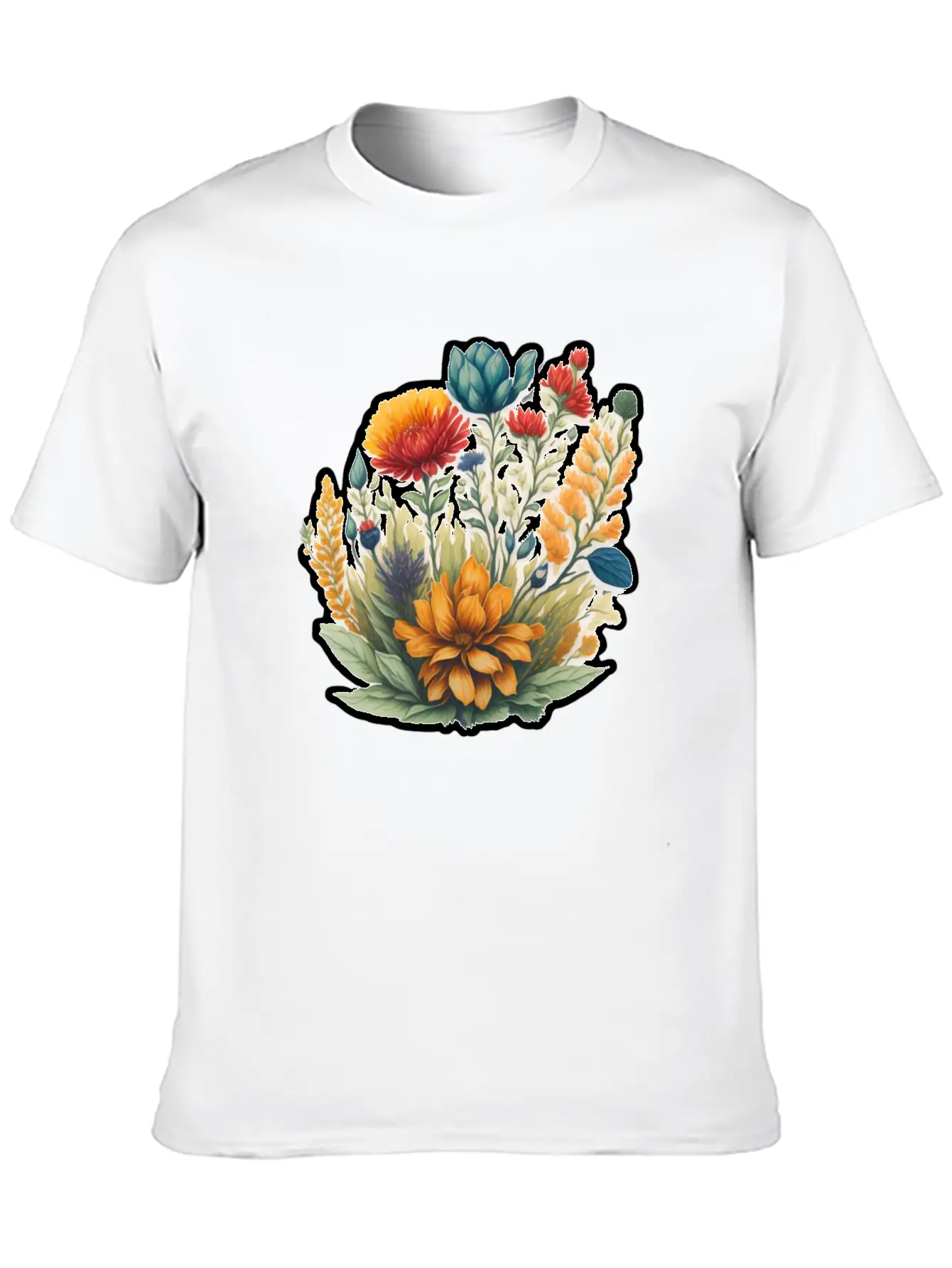 Watercolor Meadow Flowers. Unisex Casual T-Shirt – Clean Design For Daily Comfort