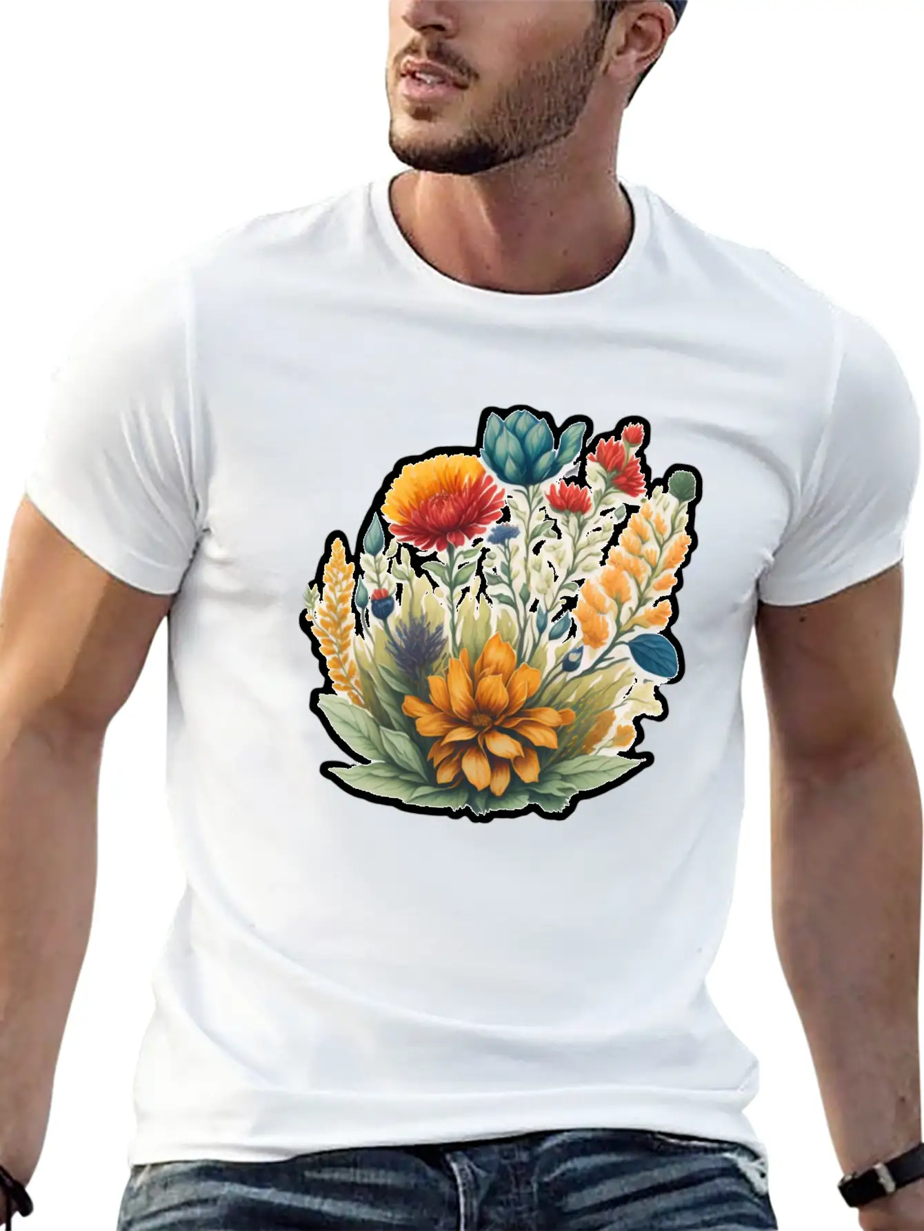 Watercolor Meadow Flowers. Unisex Casual T-Shirt – Clean Design For Daily Comfort