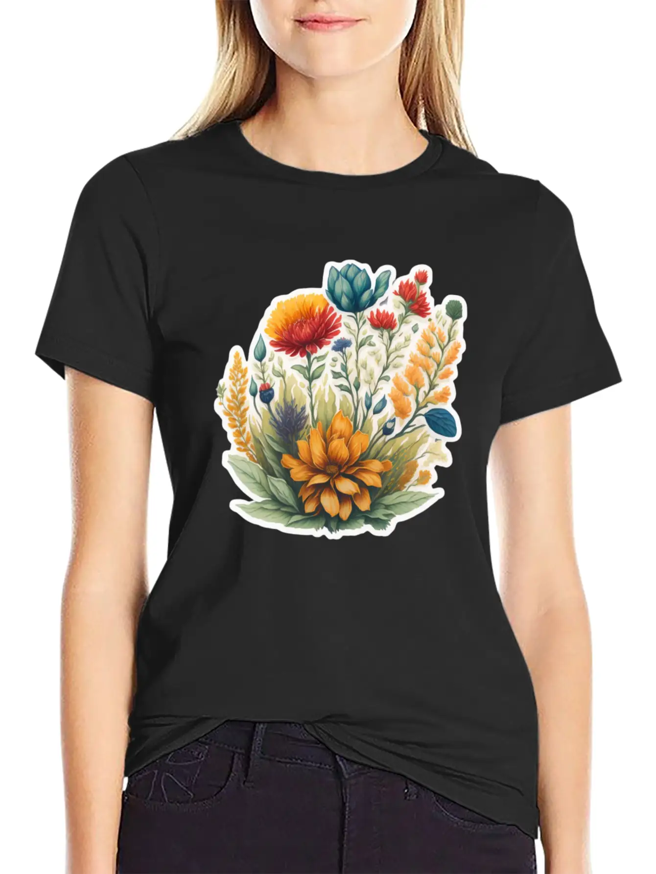 Watercolor Meadow Flowers. Unisex Casual T-Shirt – Clean Design For Daily Comfort