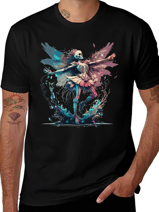 Watercolor Skeleton Fairy Gothic Fairycore Grunge Essential Cotton Tee For Daily Outfits – Unisex Style