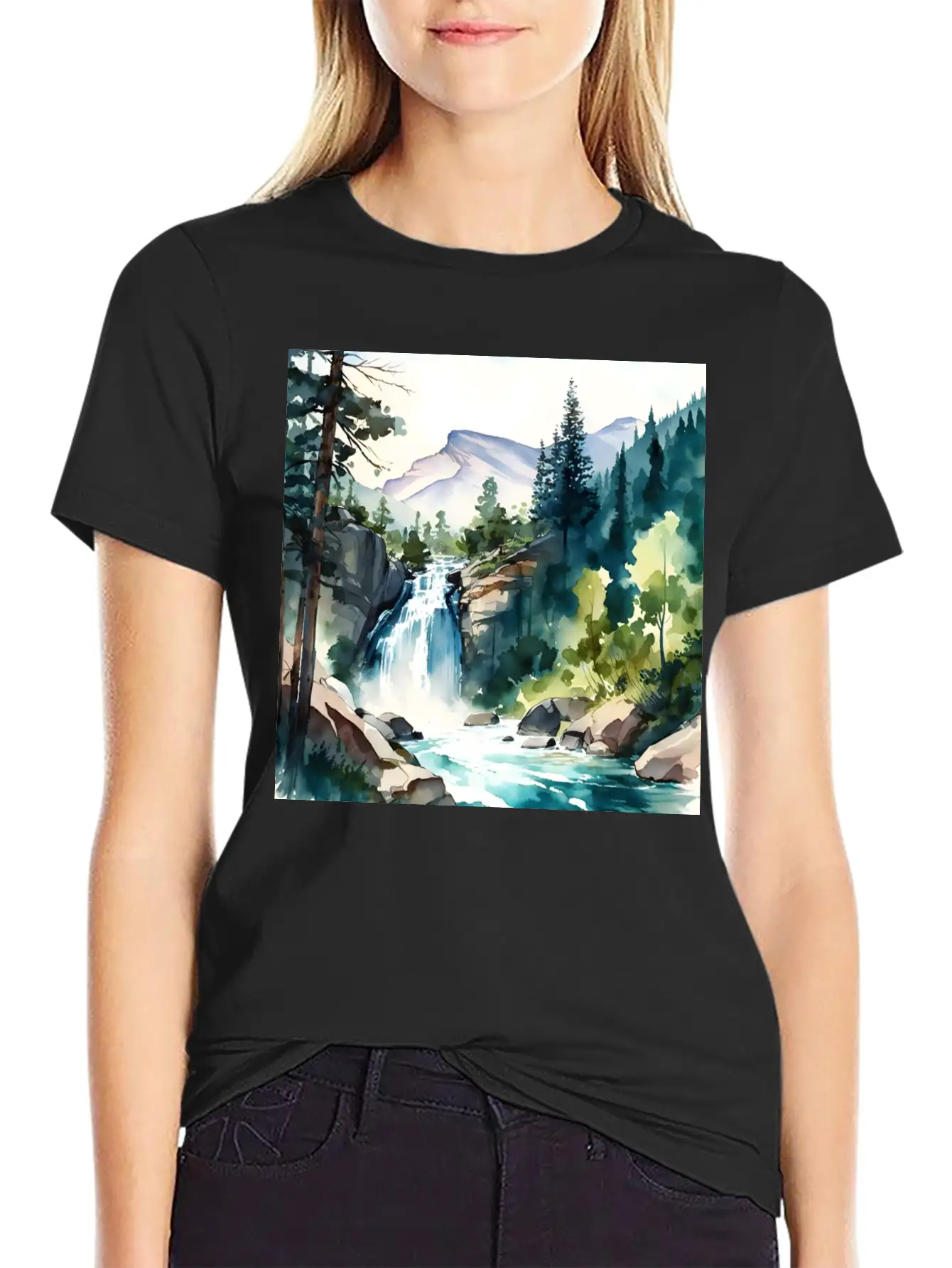 Waterfall Landscape Classic Fit Graphic Tee For Daily Comfort – Unisex Cotton Shirt
