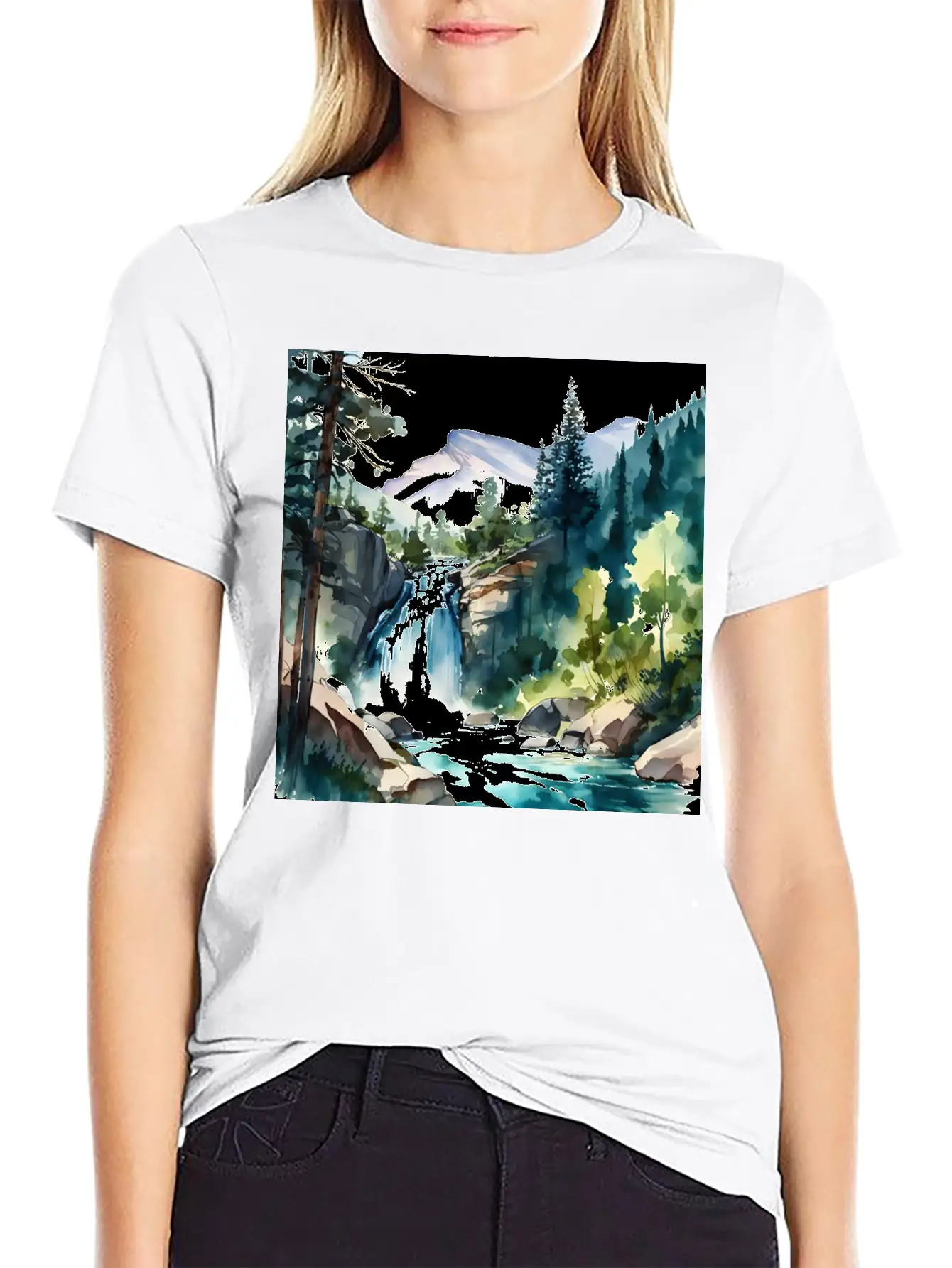 Waterfall Landscape Classic Fit Graphic Tee For Daily Comfort – Unisex Cotton Shirt