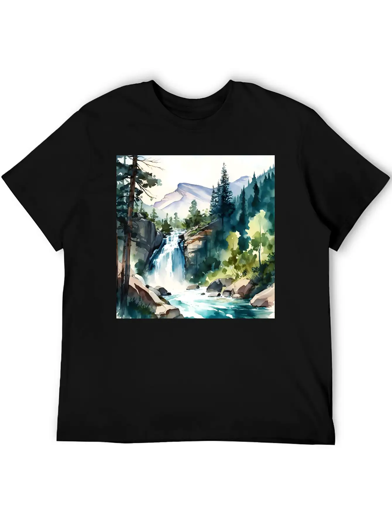 Waterfall Landscape Classic Fit Graphic Tee For Daily Comfort – Unisex Cotton Shirt