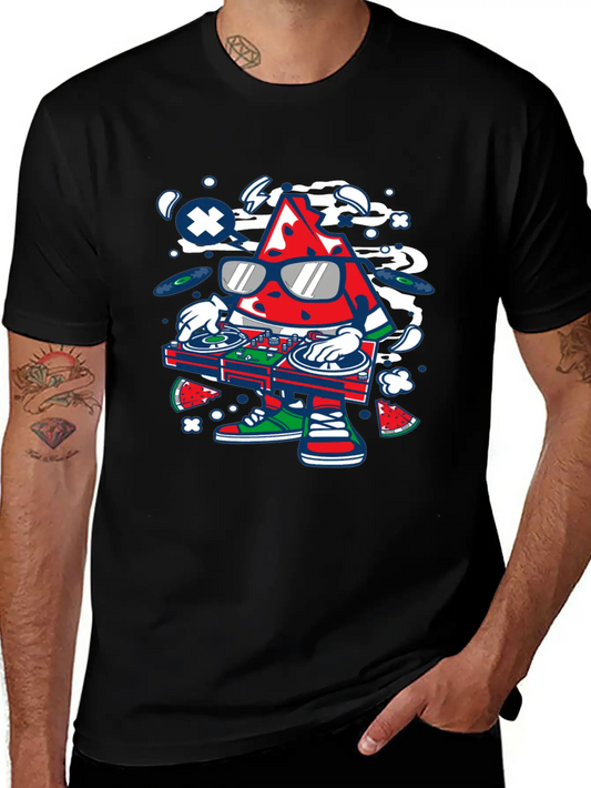 Watermelon Dj Classic Fit Graphic Tee For Daily Comfort – Unisex Cotton Shirt