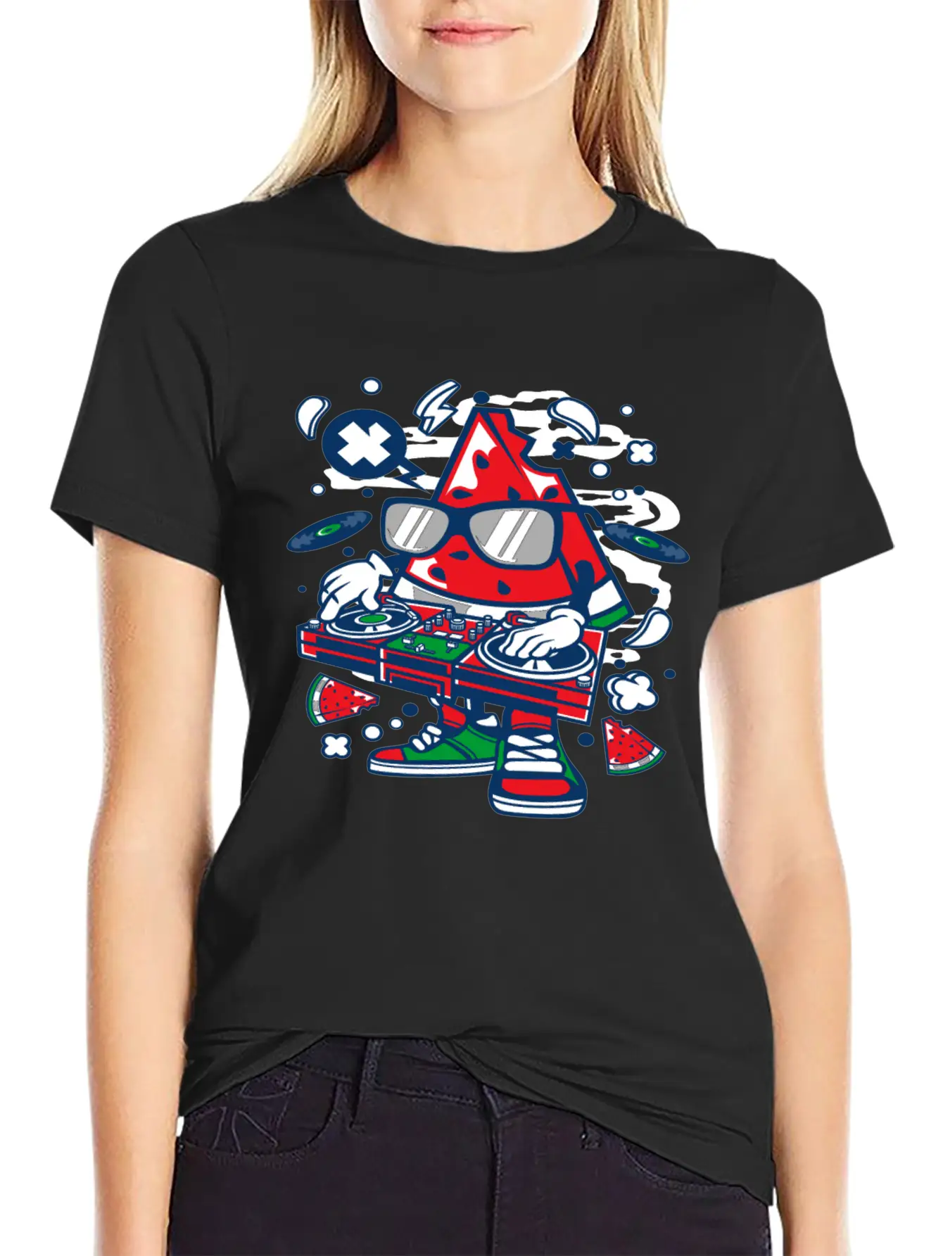 Watermelon Dj Classic Fit Graphic Tee For Daily Comfort – Unisex Cotton Shirt