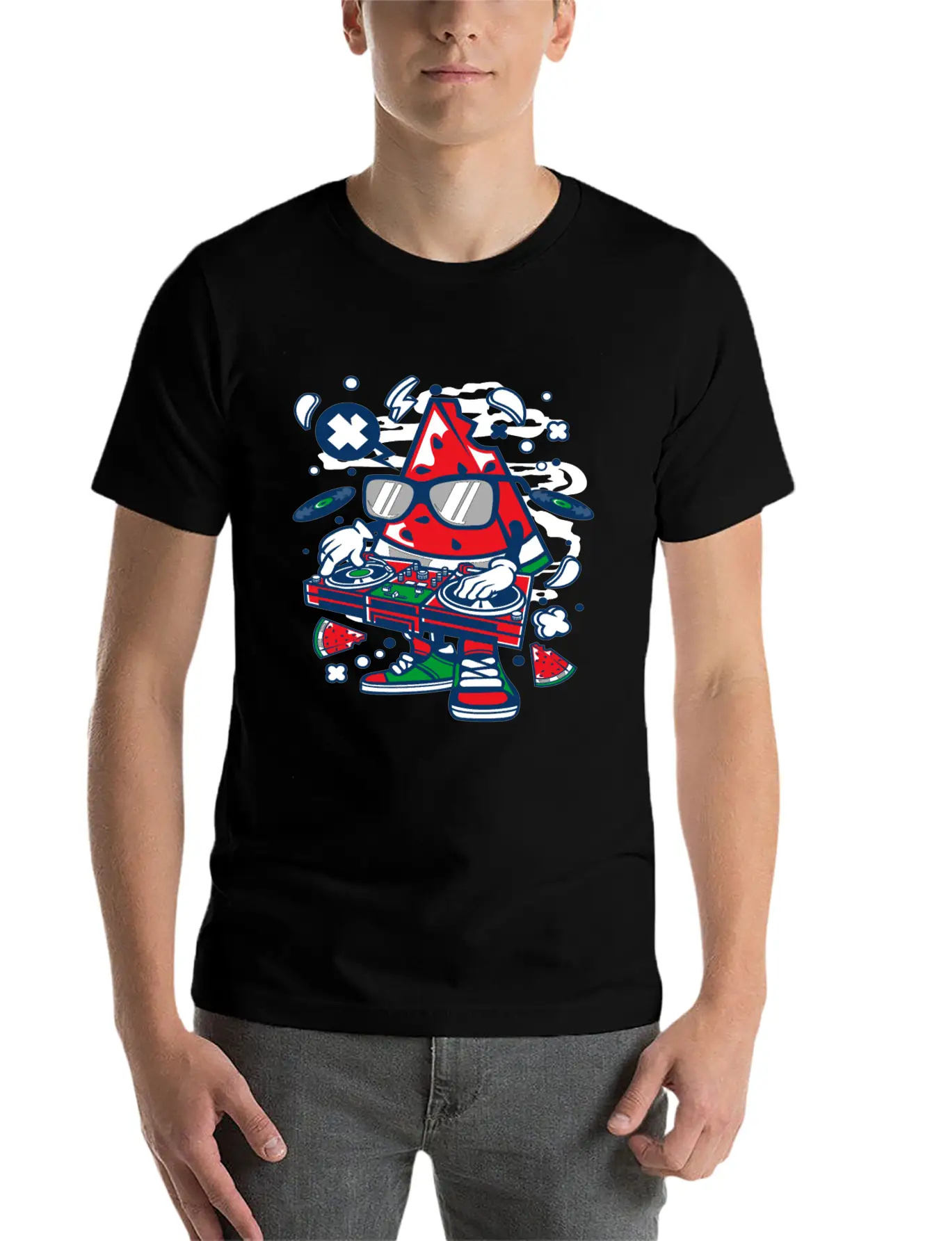 Watermelon Dj Classic Fit Graphic Tee For Daily Comfort – Unisex Cotton Shirt
