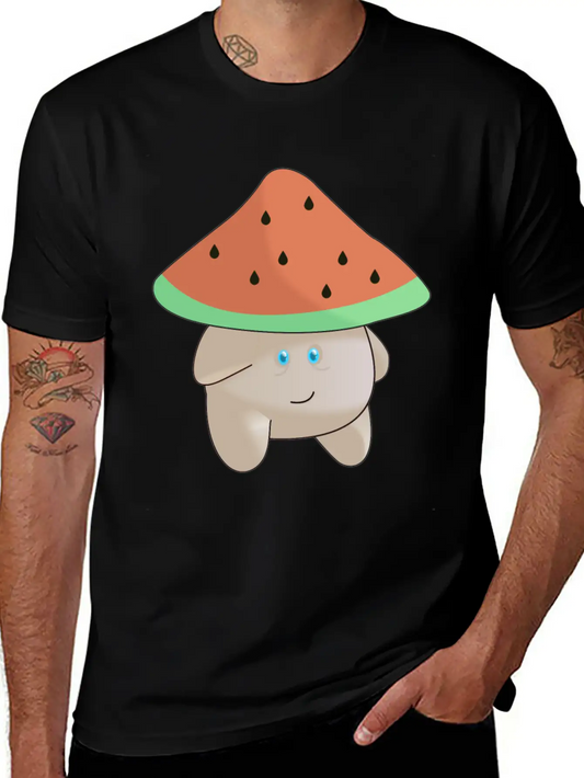 Watermelon Mushroom Essence Lightweight Cotton T-Shirt – Daily Comfort Graphic Shirt