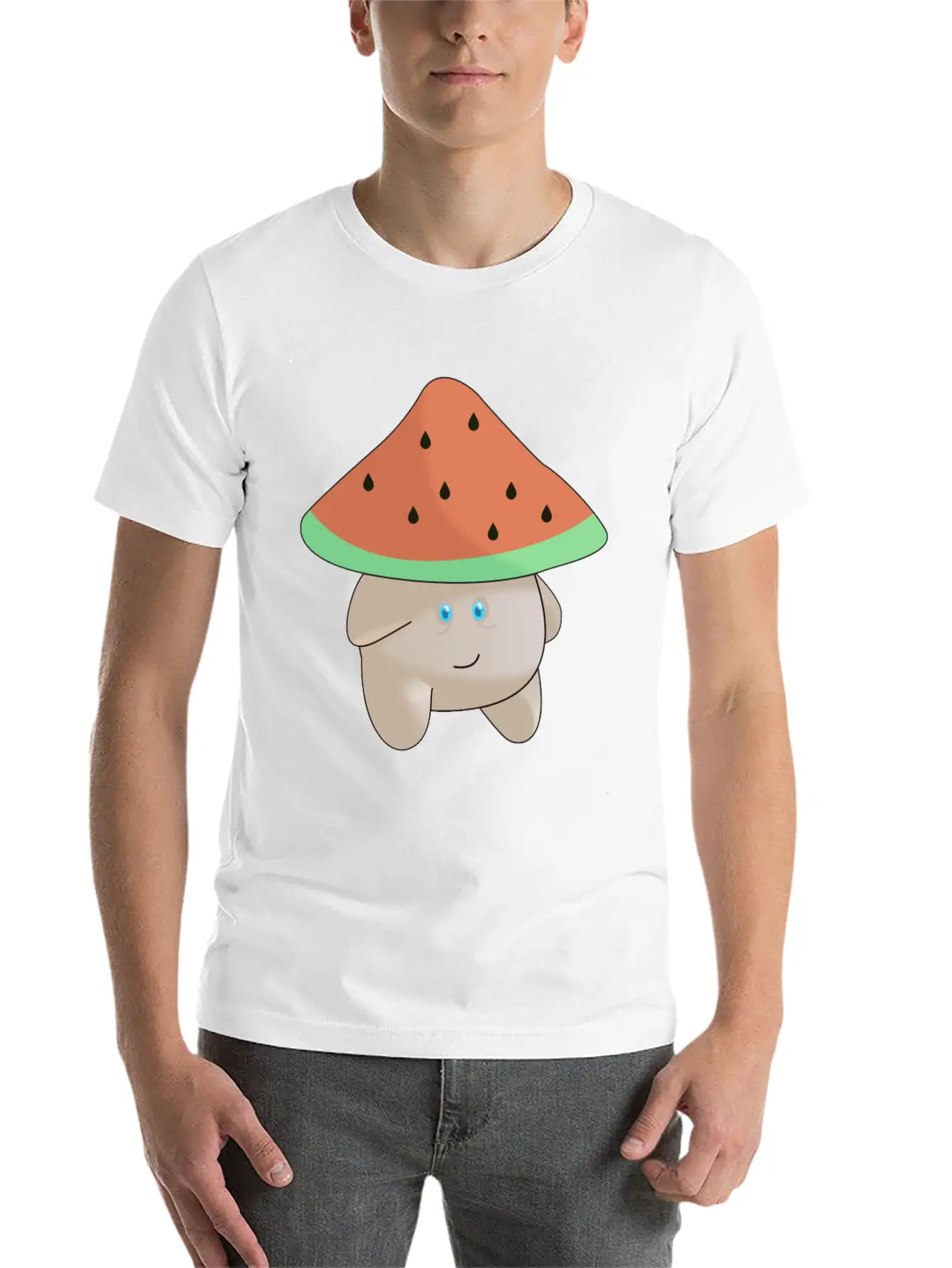 Watermelon Mushroom Essence Lightweight Cotton T-Shirt – Daily Comfort Graphic Shirt
