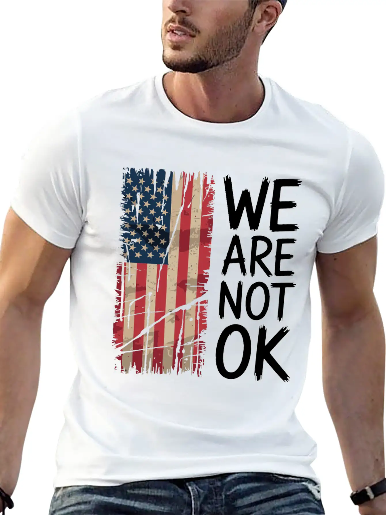 We Are Not OK" Statement Shirt Modern Fit Casual T-Shirt – Clean And Versatile Design
