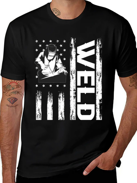 Welder American Flag Lightweight Cotton T-Shirt – Daily Comfort Graphic Shirt