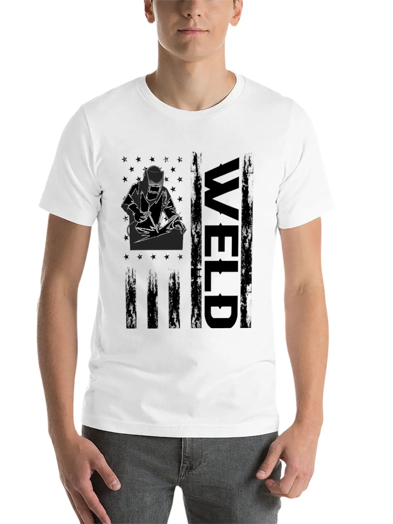Welder American Flag Lightweight Cotton T-Shirt – Daily Comfort Graphic Shirt