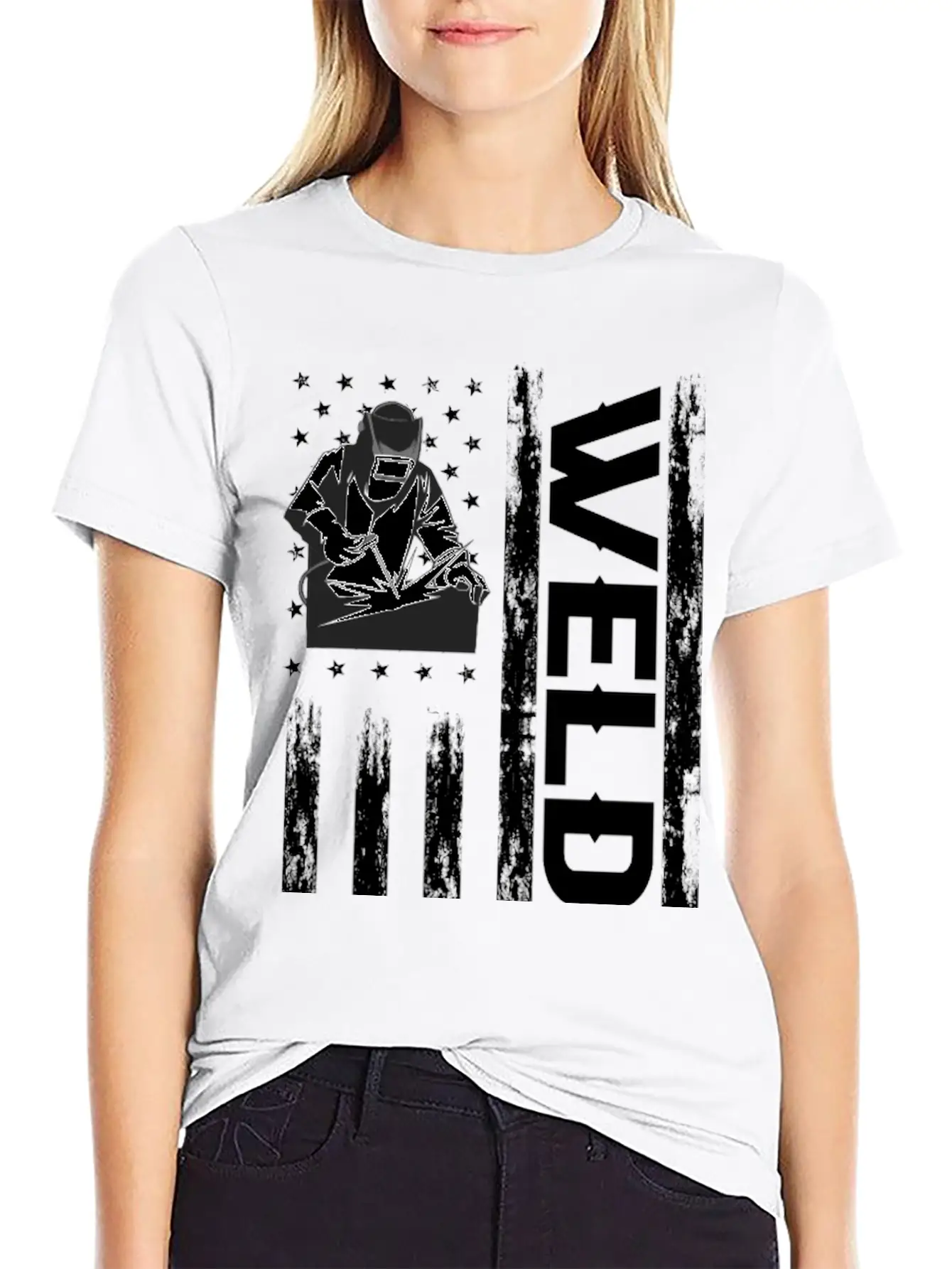 Welder American Flag Lightweight Cotton T-Shirt – Daily Comfort Graphic Shirt