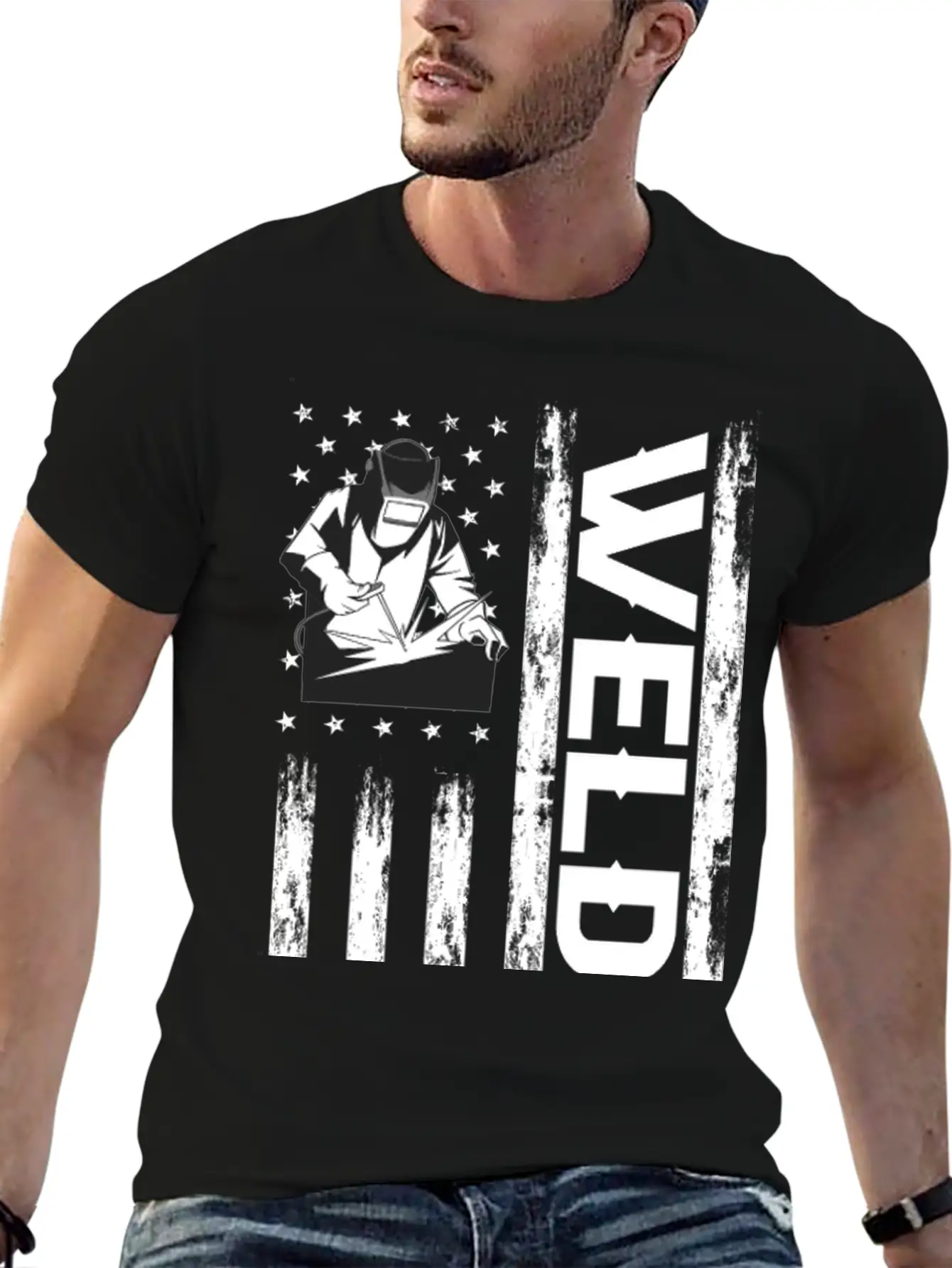 Welder American Flag Lightweight Cotton T-Shirt – Daily Comfort Graphic Shirt