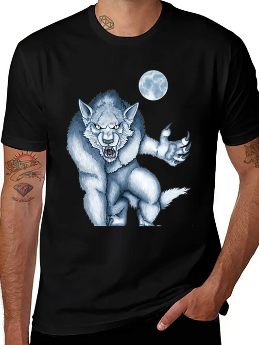 Werewolf Legend Moon Beast Illustration Cartoon Soft Cotton Short Sleeve Tee – Unisex Wardrobe Staple