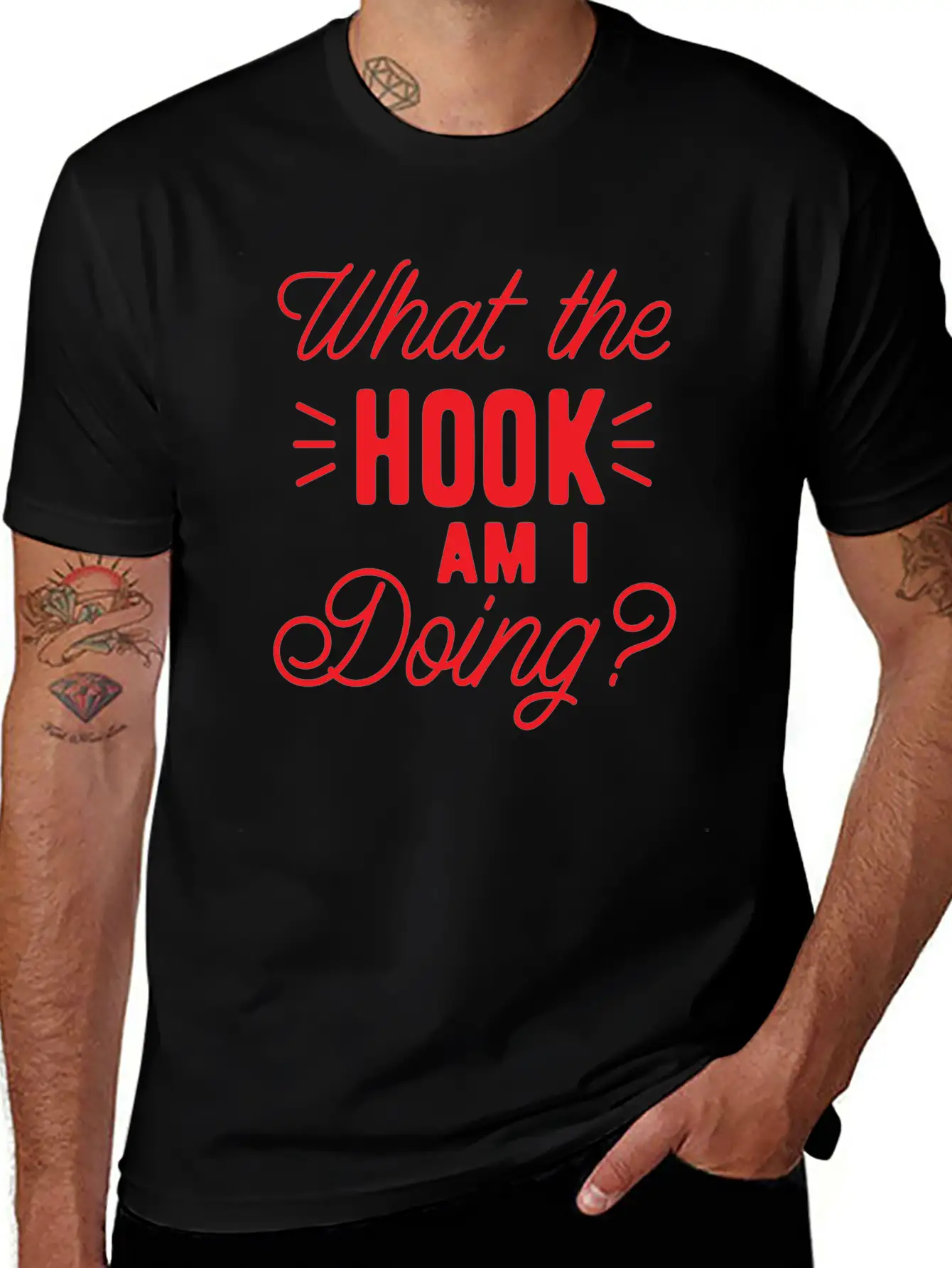 What The Hook Am I Doing? Lightweight Cotton T-Shirt – Daily Comfort Graphic Shirt