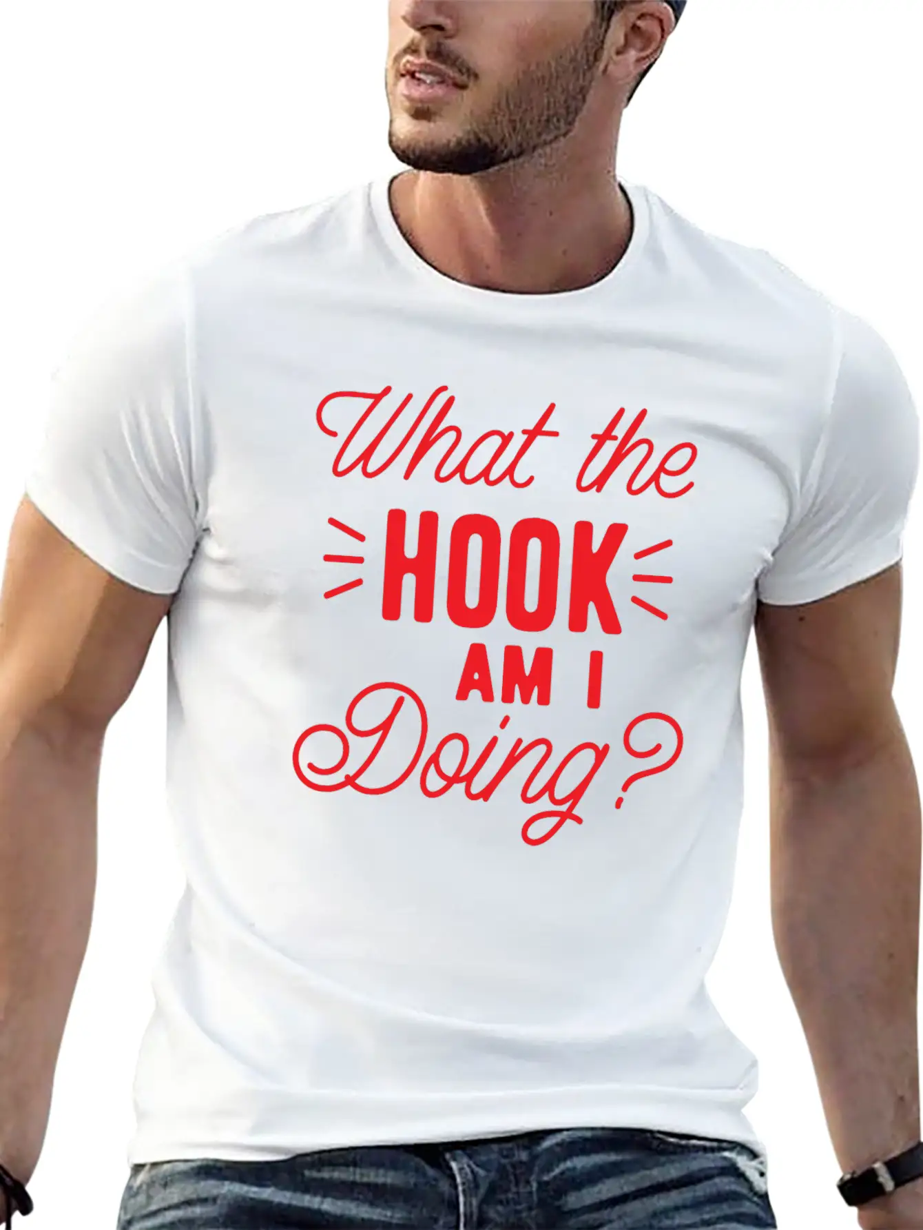 What The Hook Am I Doing? Lightweight Cotton T-Shirt – Daily Comfort Graphic Shirt
