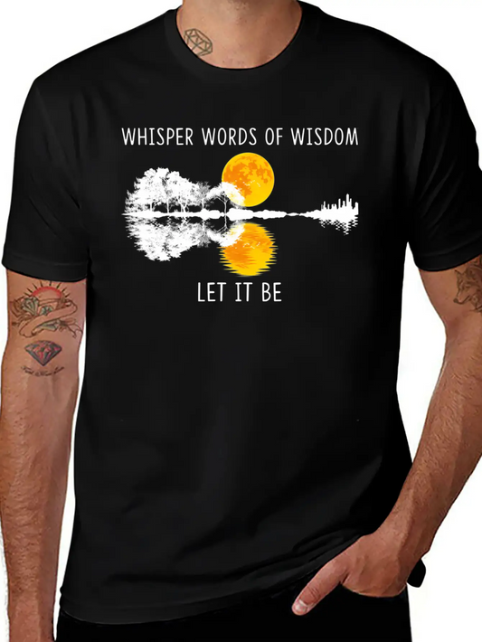 Whir Words Of Wisdom Let-It Be Guitar Lake Shadow Basic Graphic T-Shirt – Daily Comfort In Soft Cotton