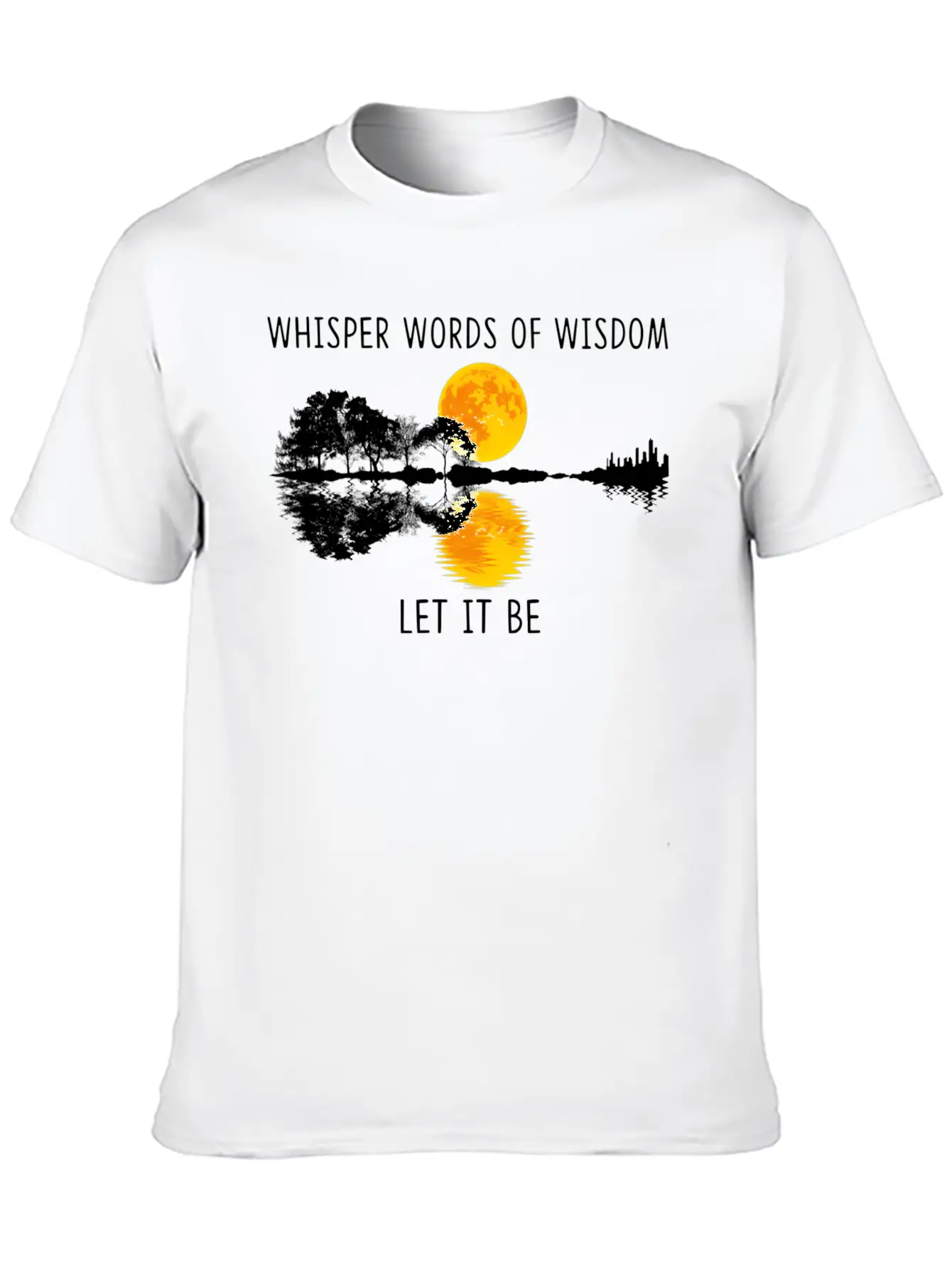 Whir Words Of Wisdom Let-It Be Guitar Lake Shadow Basic Graphic T-Shirt – Daily Comfort In Soft Cotton