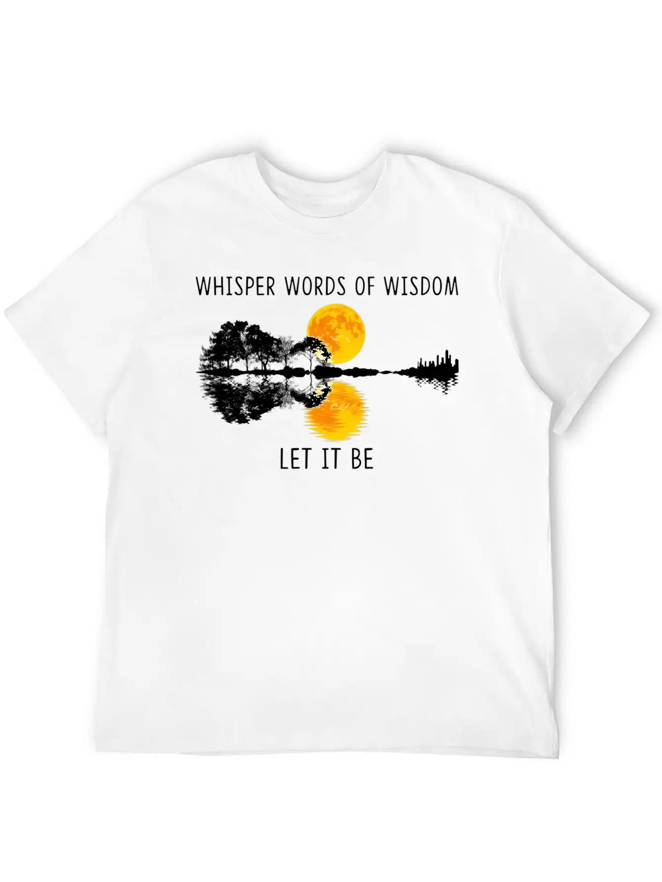 Whir Words Of Wisdom Let-It Be Guitar Lake Shadow Basic Graphic T-Shirt – Daily Comfort In Soft Cotton