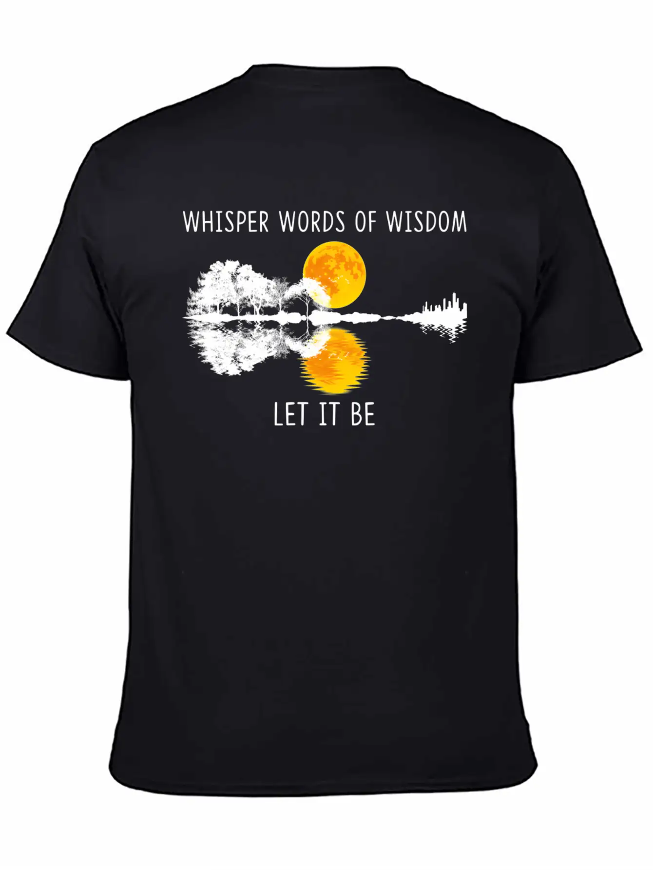 Whir Words Of Wisdom Let-It Be Guitar Lake Shadow Basic Graphic T-Shirt – Daily Comfort In Soft Cotton