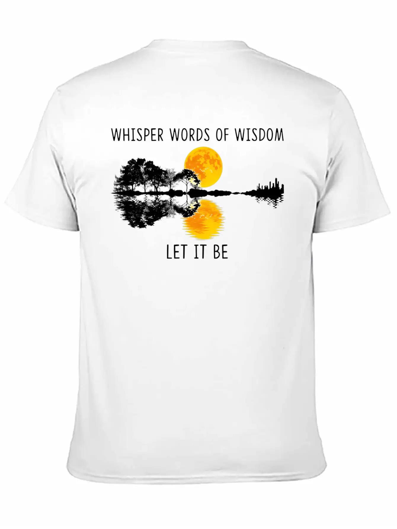Whir Words Of Wisdom Let-It Be Guitar Lake Shadow Basic Graphic T-Shirt – Daily Comfort In Soft Cotton