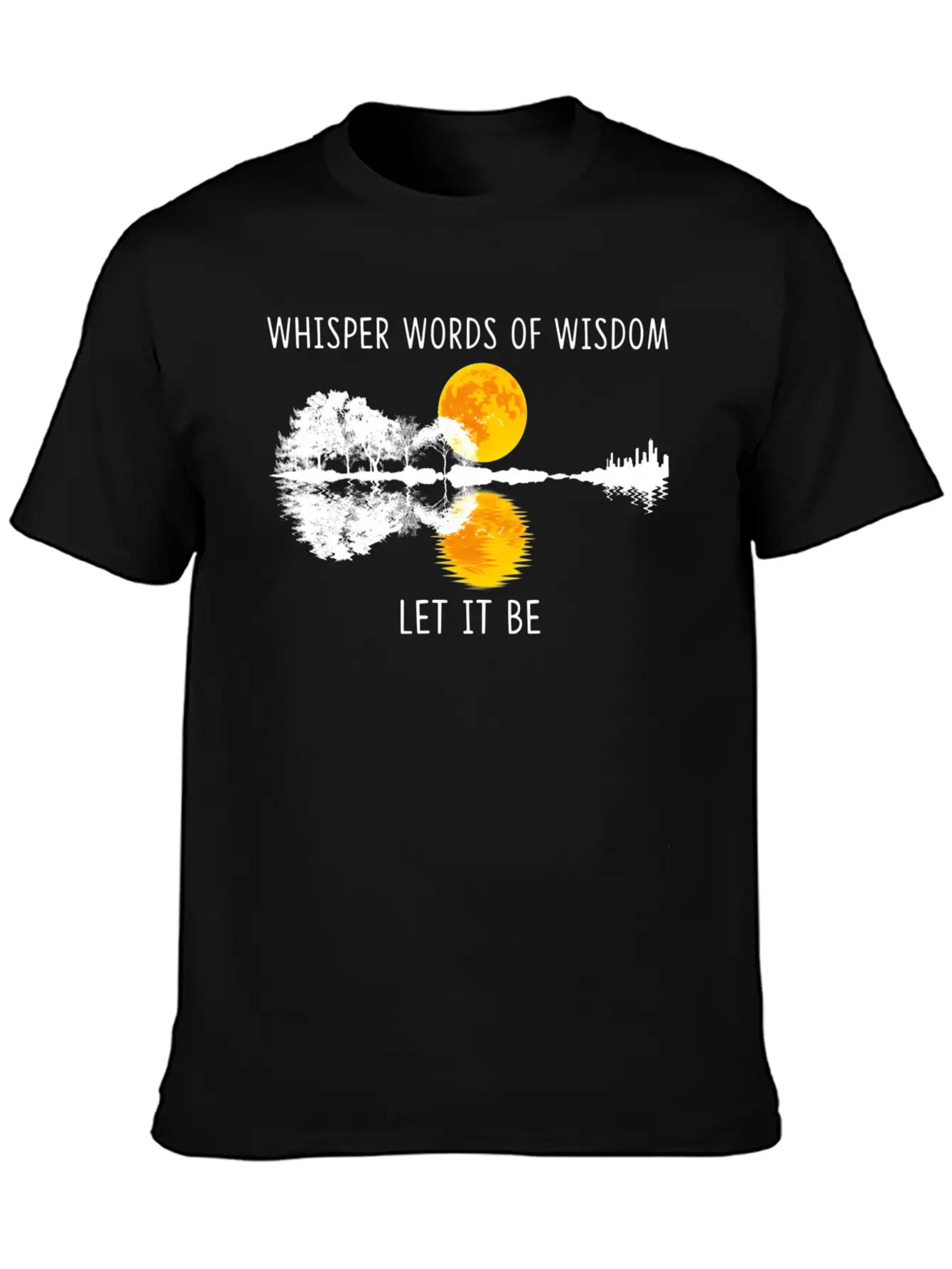 Whir Words Of Wisdom Let-It Be Guitar Lake Shadow Basic Graphic T-Shirt – Daily Comfort In Soft Cotton