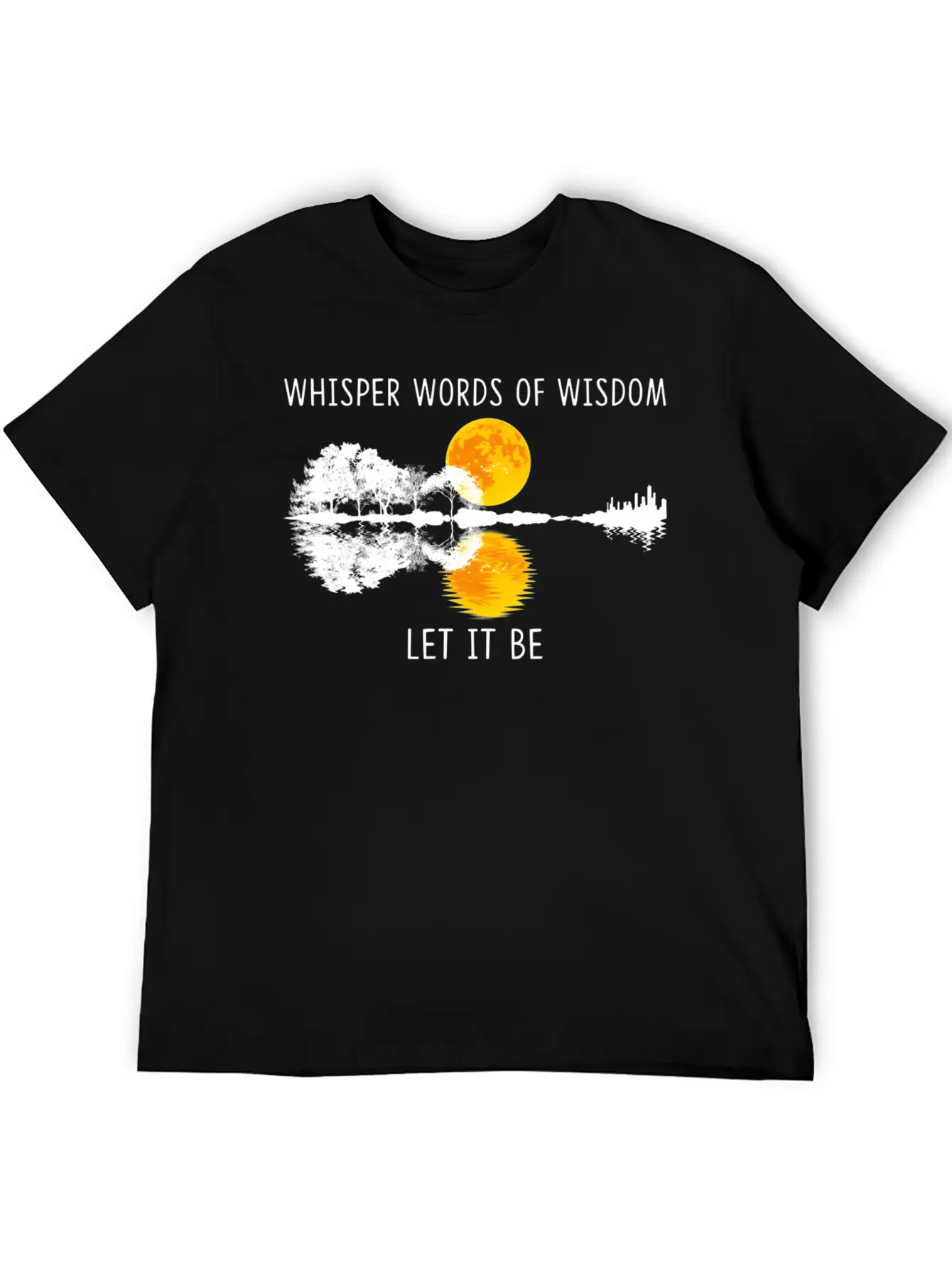 Whir Words Of Wisdom Let-It Be Guitar Lake Shadow Basic Graphic T-Shirt – Daily Comfort In Soft Cotton