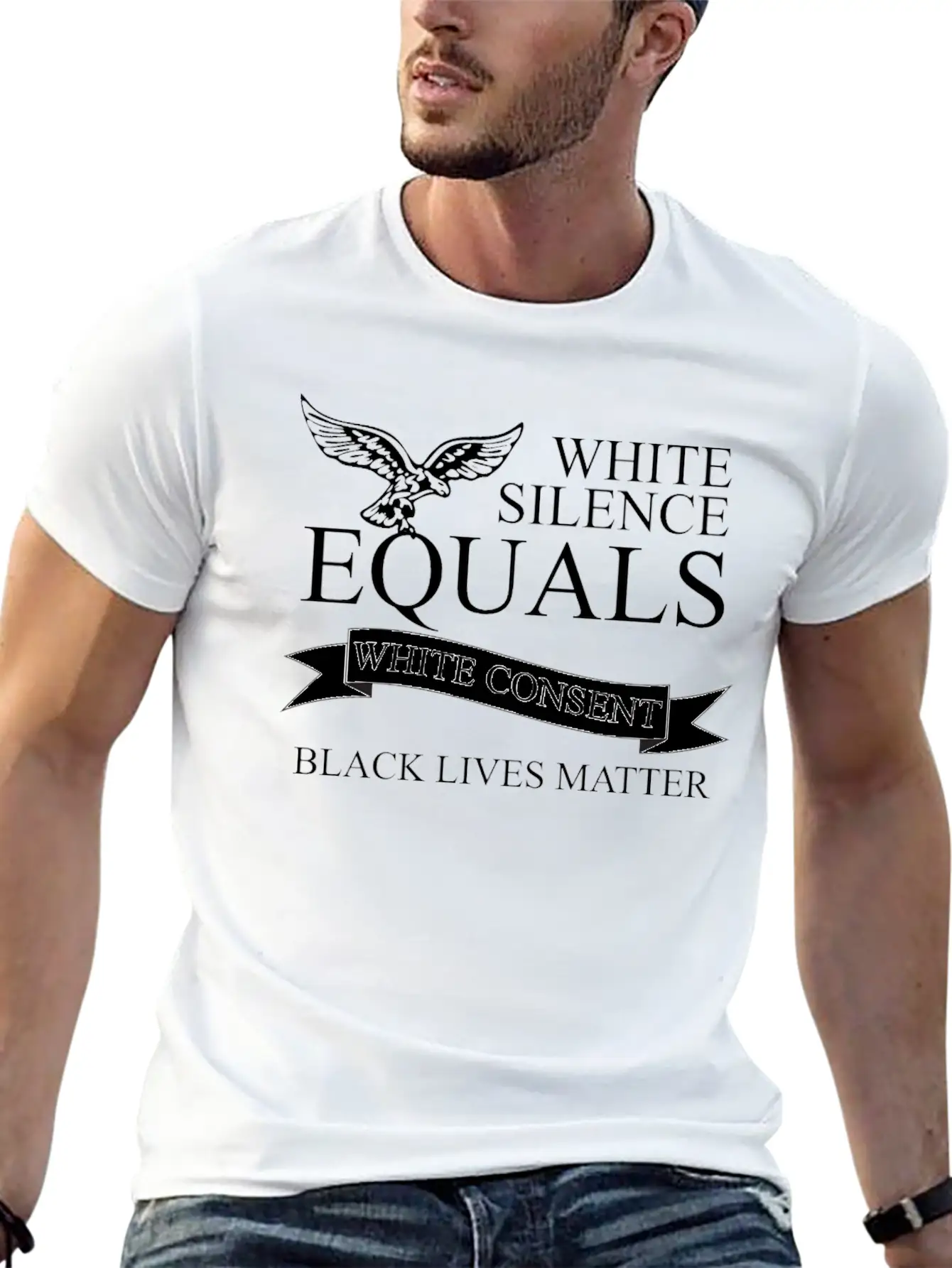 White Silence Equals Basic Graphic T-Shirt – Daily Comfort In Soft Cotton