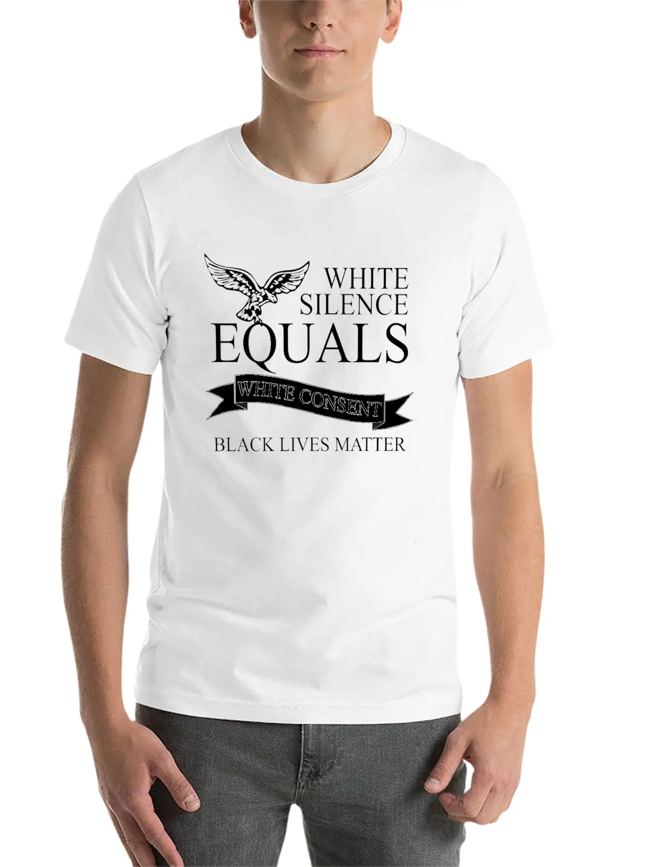 White Silence Equals Basic Graphic T-Shirt – Daily Comfort In Soft Cotton