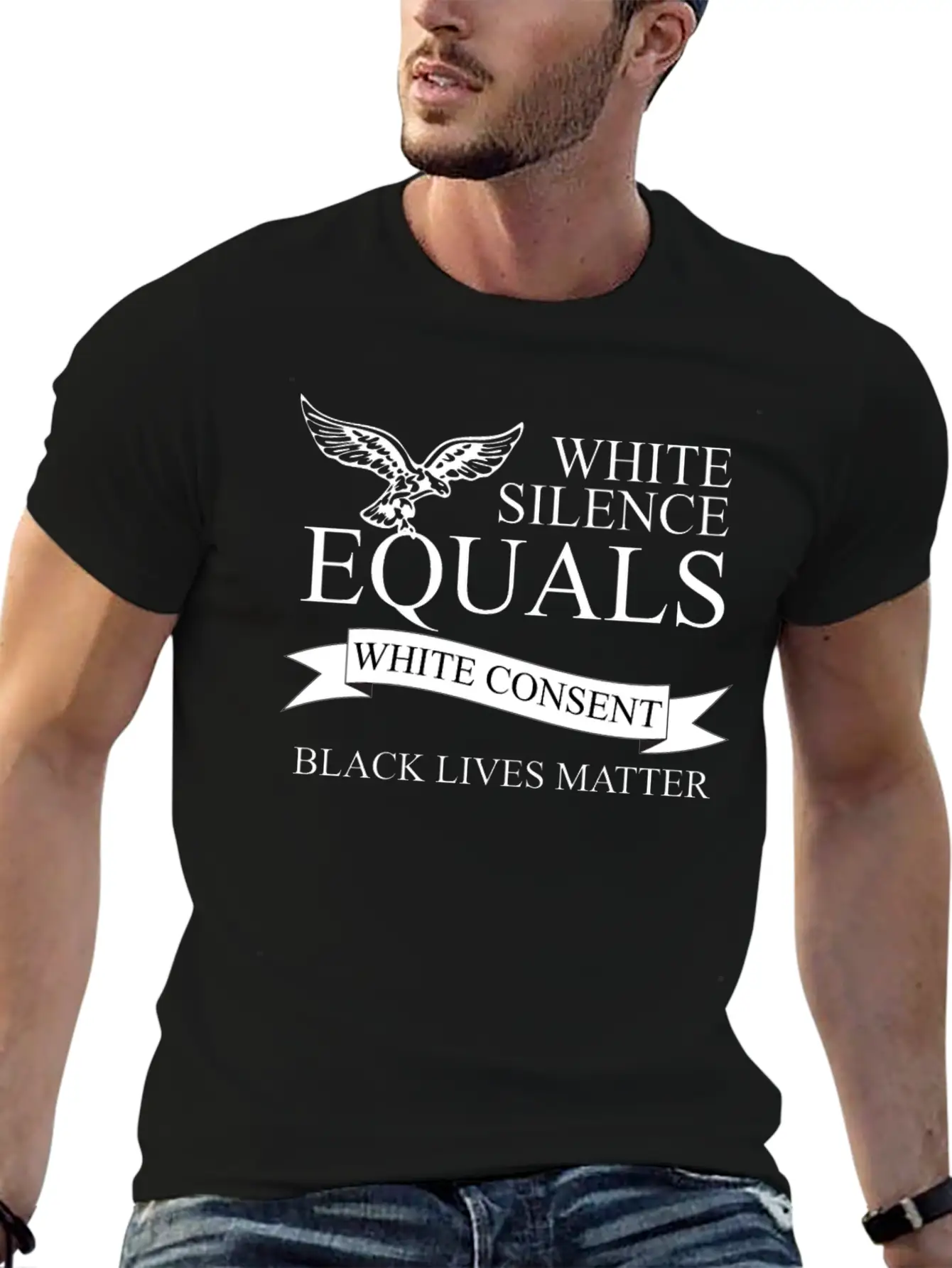 White Silence Equals Basic Graphic T-Shirt – Daily Comfort In Soft Cotton
