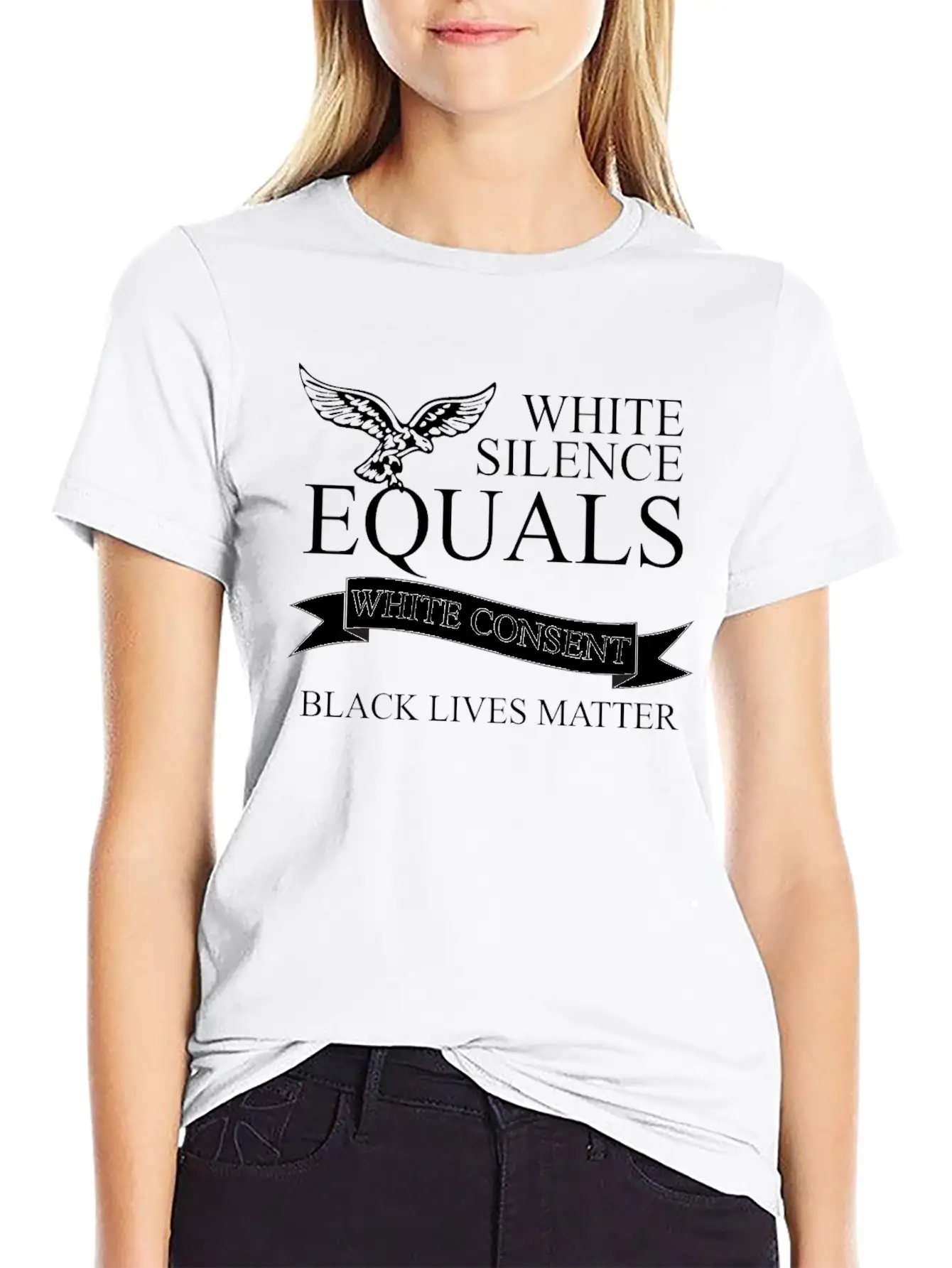 White Silence Equals Basic Graphic T-Shirt – Daily Comfort In Soft Cotton