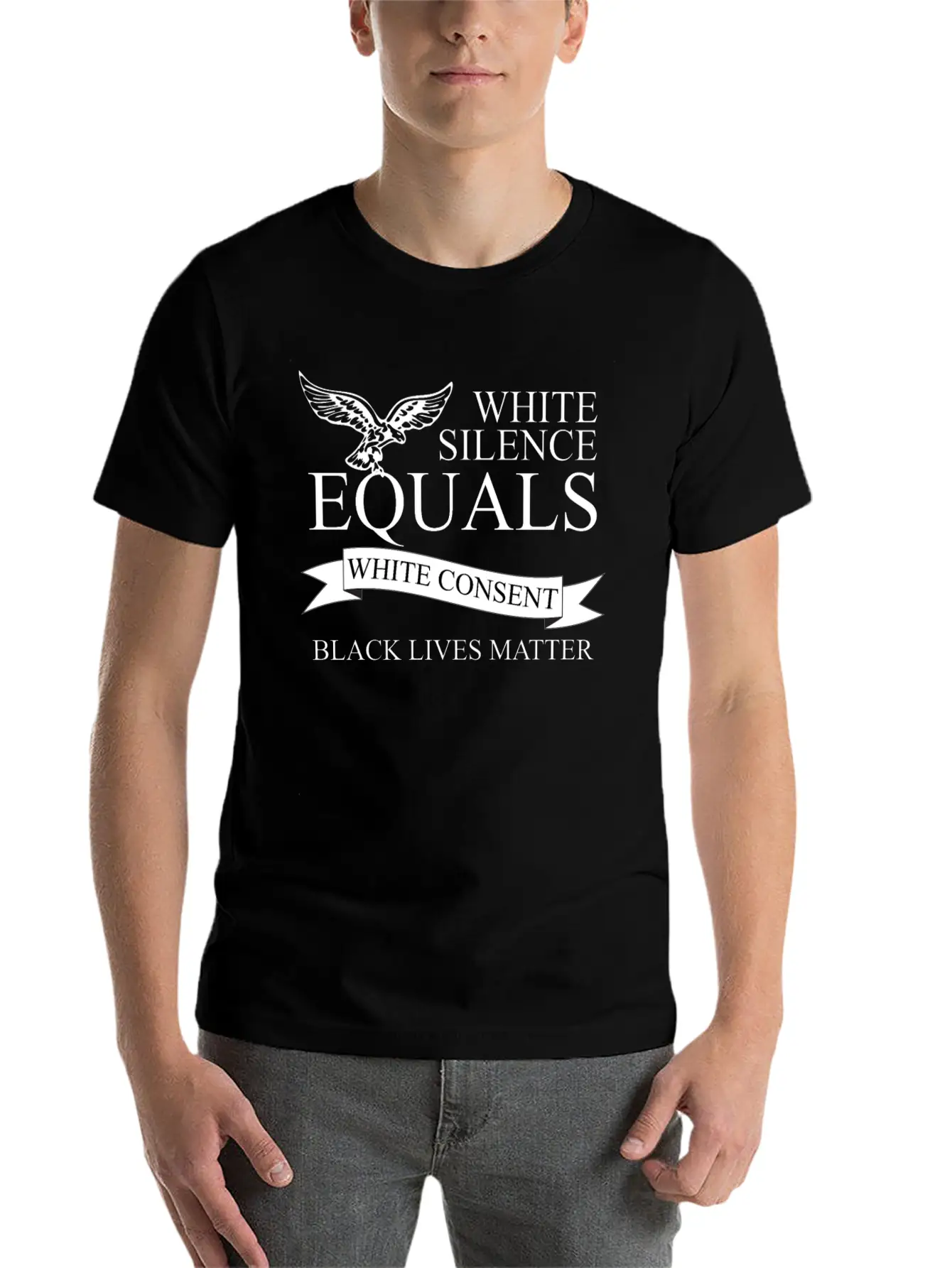 White Silence Equals Basic Graphic T-Shirt – Daily Comfort In Soft Cotton