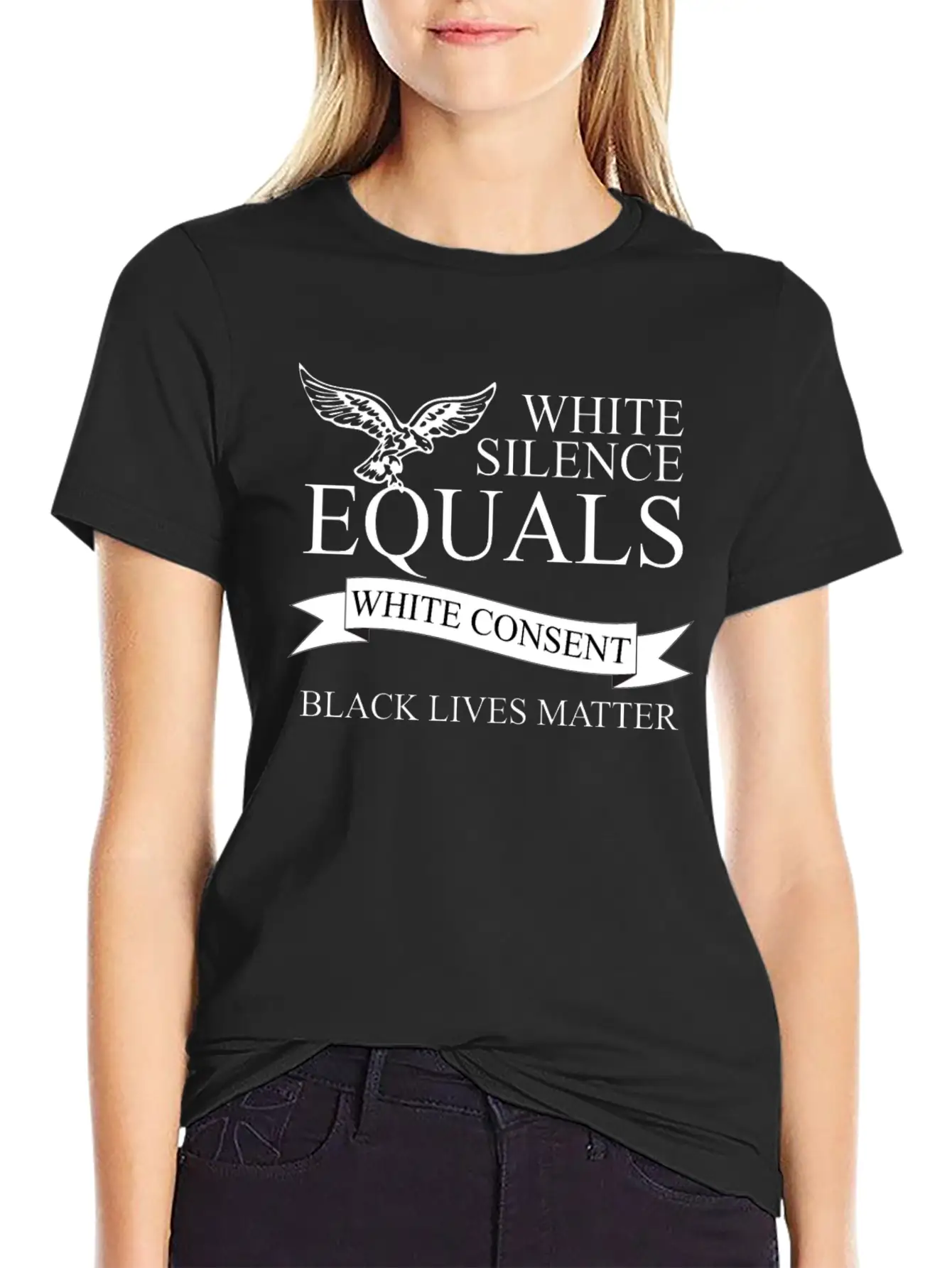 White Silence Equals Basic Graphic T-Shirt – Daily Comfort In Soft Cotton