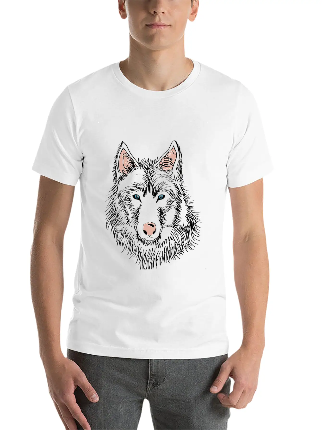 White Wolf Whit Blue Eyes Modern Fit Casual T-Shirt ��� Clean And Versatile Design