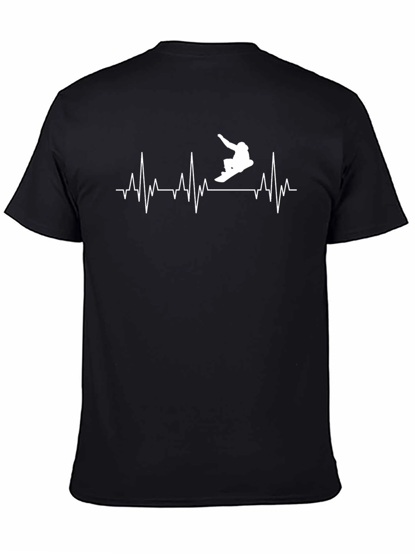 Snowboard Heartbeat T-Shirt - Black Graphic Tee