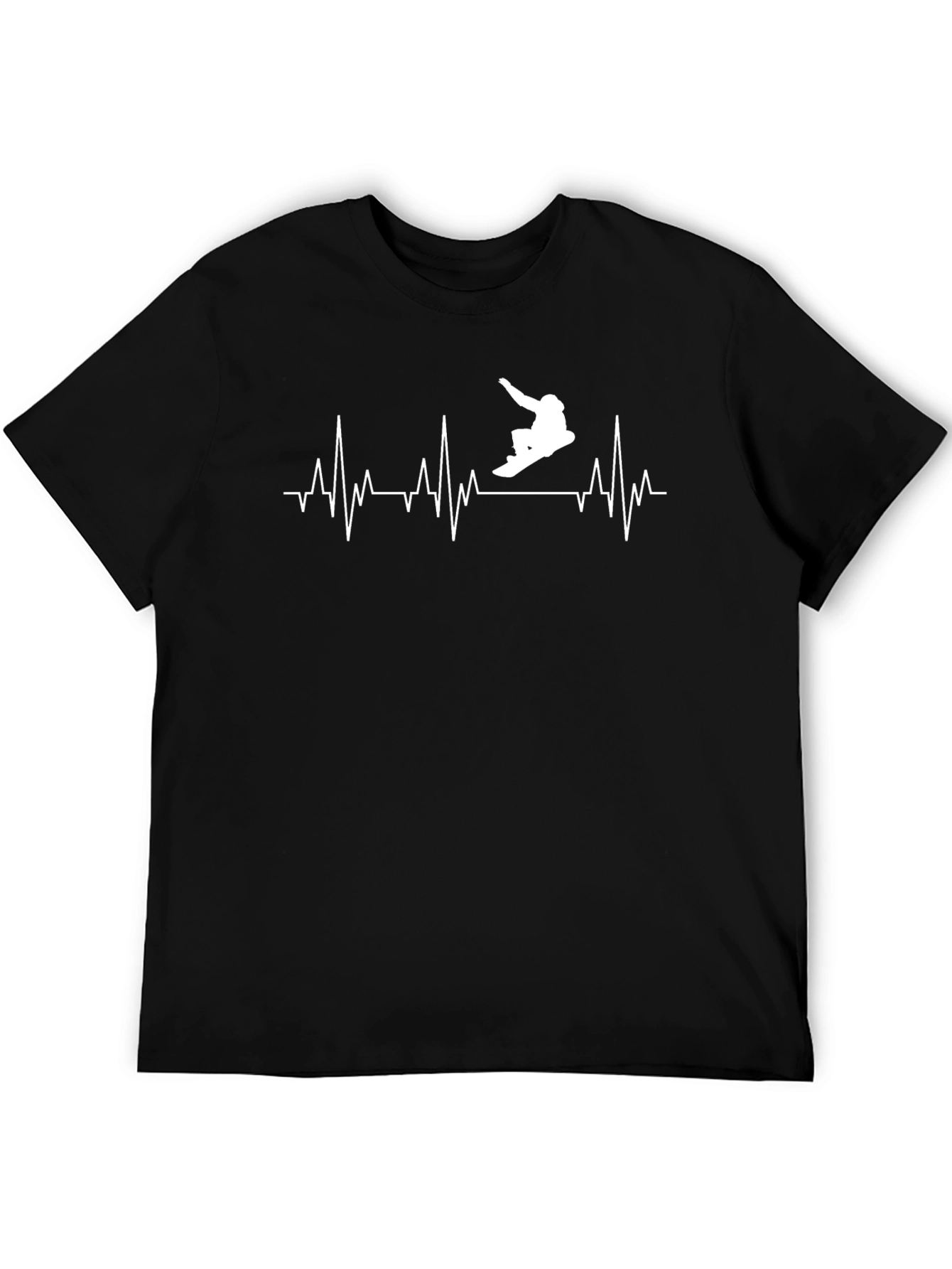Snowboard Heartbeat T-Shirt - Black Graphic Tee