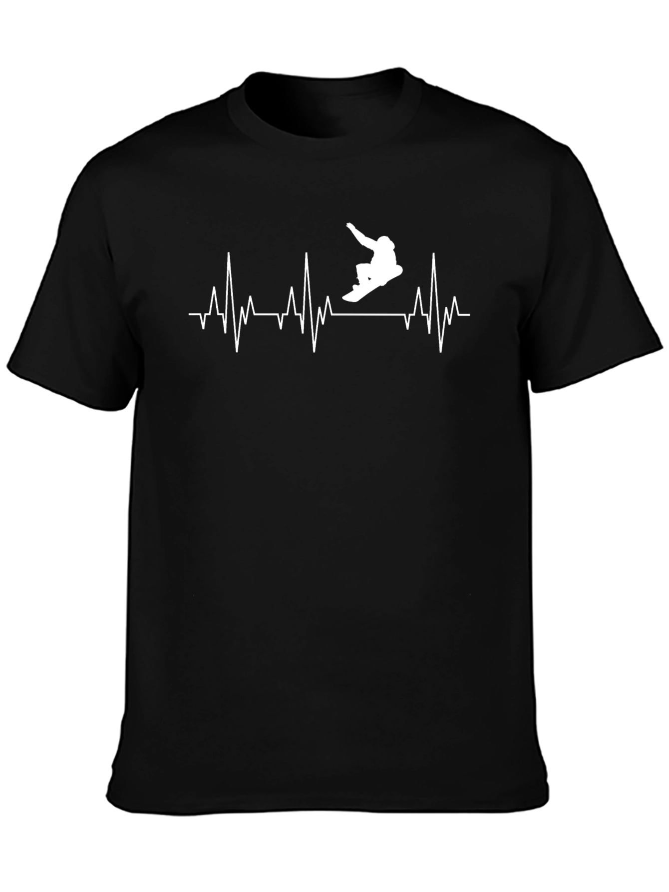 Snowboard Heartbeat T-Shirt - Black Graphic Tee