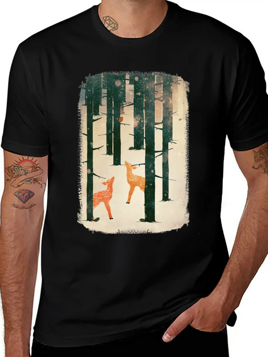 Winter Deer Essential Cotton Tee For Daily Outfits – Unisex Style