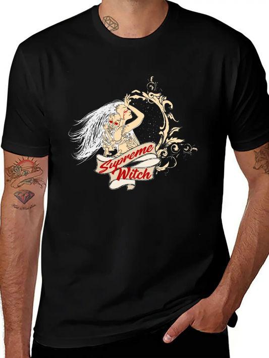 Witch With Skull Gothic Modern Fit Casual T-Shirt – Clean And Versatile Design