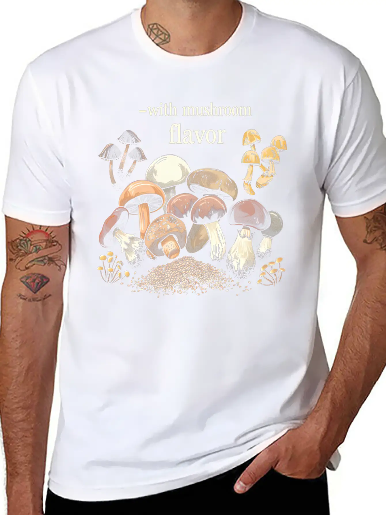 With Mushroom Flavor Design Relaxed Everyday Tee – Lightweight And Durable Cotton
