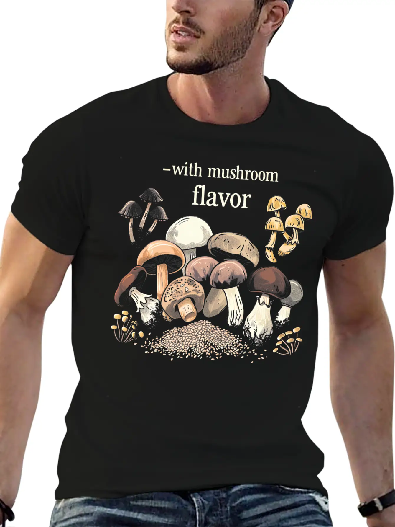 With Mushroom Flavor Design Relaxed Everyday Tee – Lightweight And Durable Cotton