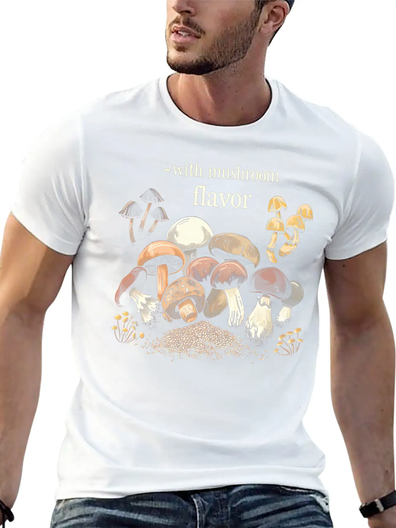 With Mushroom Flavor Design Relaxed Everyday Tee – Lightweight And Durable Cotton