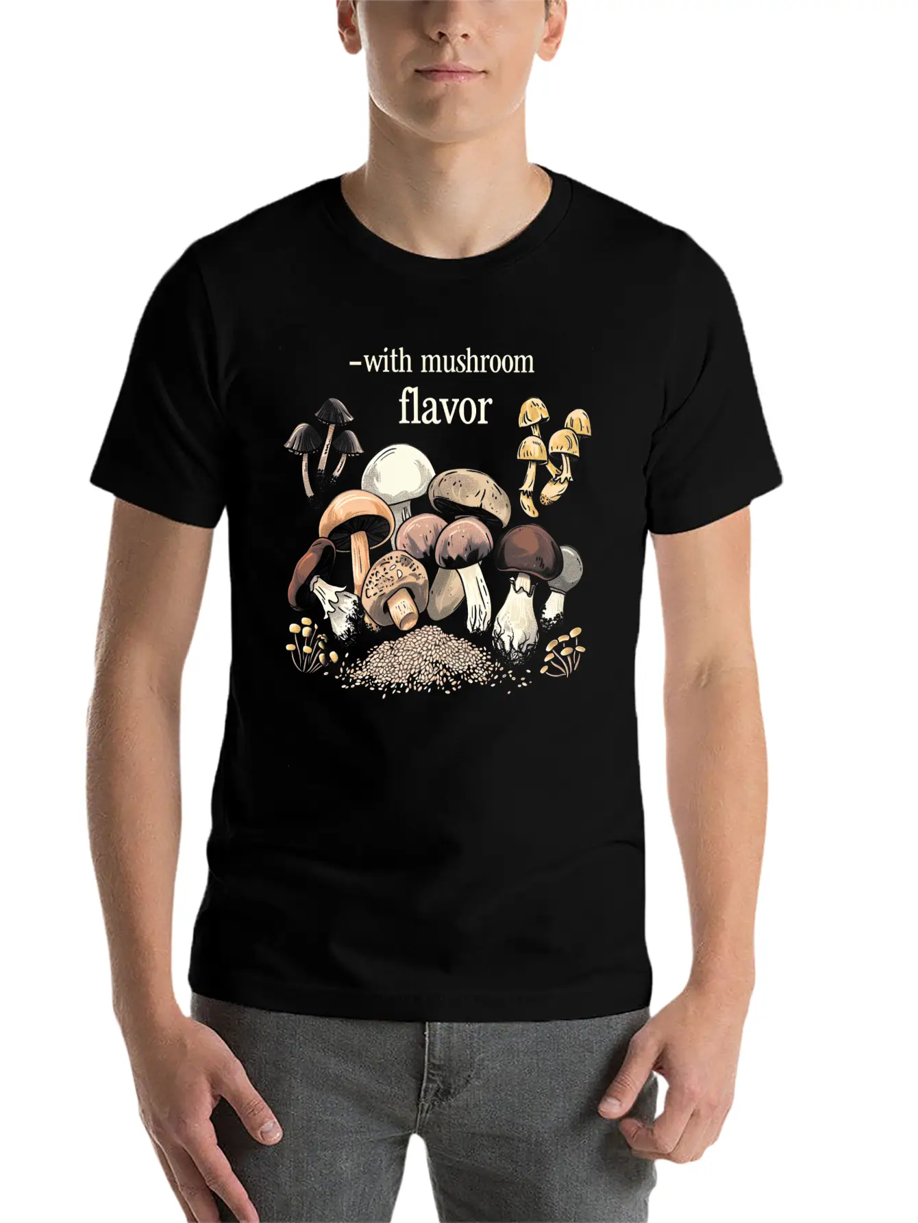 With Mushroom Flavor Design Relaxed Everyday Tee – Lightweight And Durable Cotton