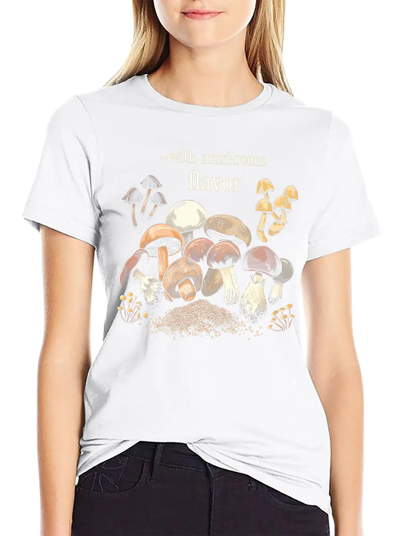 With Mushroom Flavor Design Relaxed Everyday Tee – Lightweight And Durable Cotton