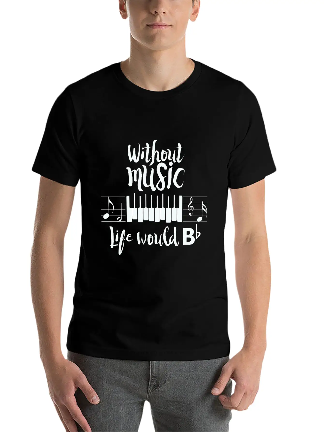 Without Music Life Would B Flat Essential Cotton Tee For Daily Outfits – Unisex Style