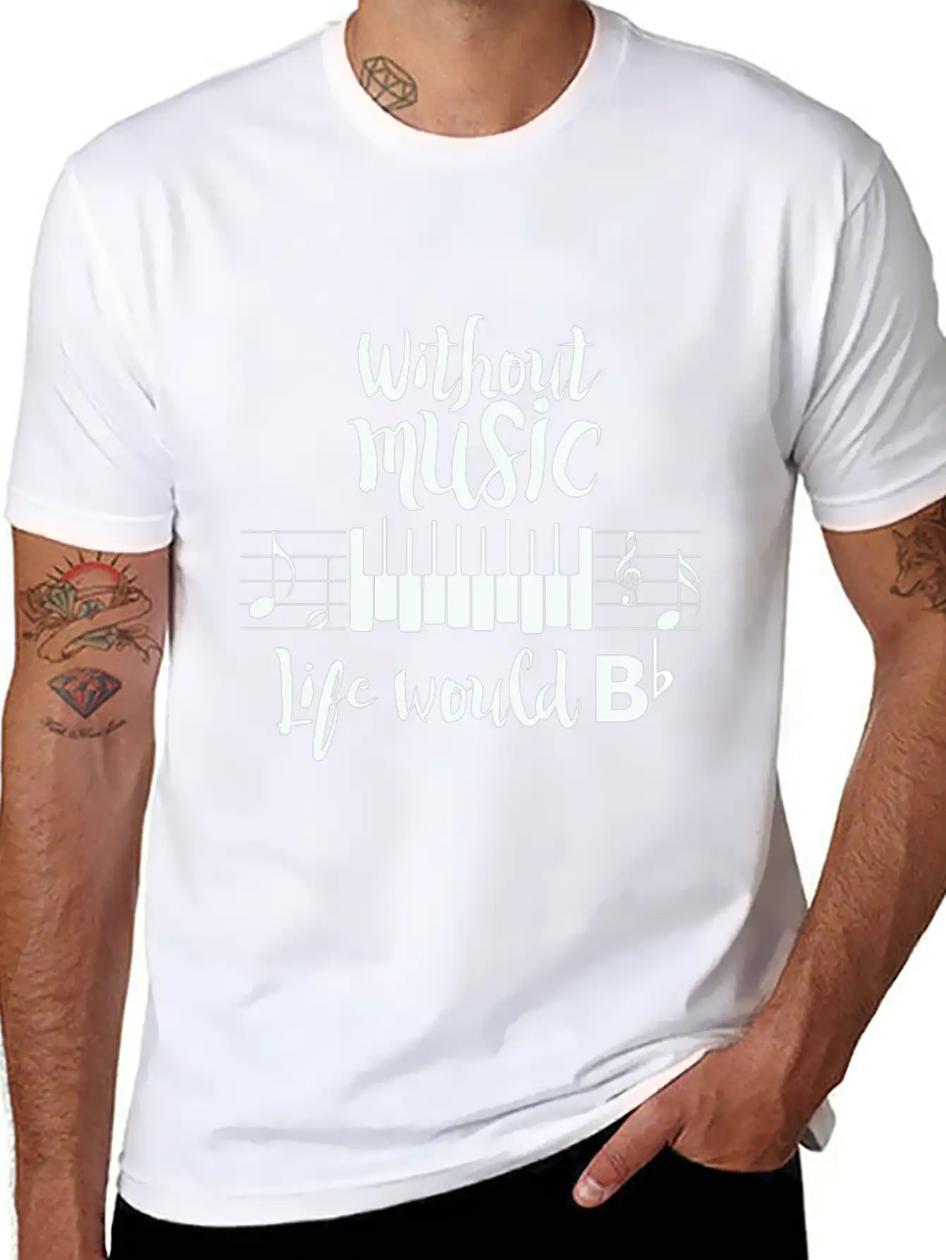 Without Music Life Would B Flat Essential Cotton Tee For Daily Outfits – Unisex Style