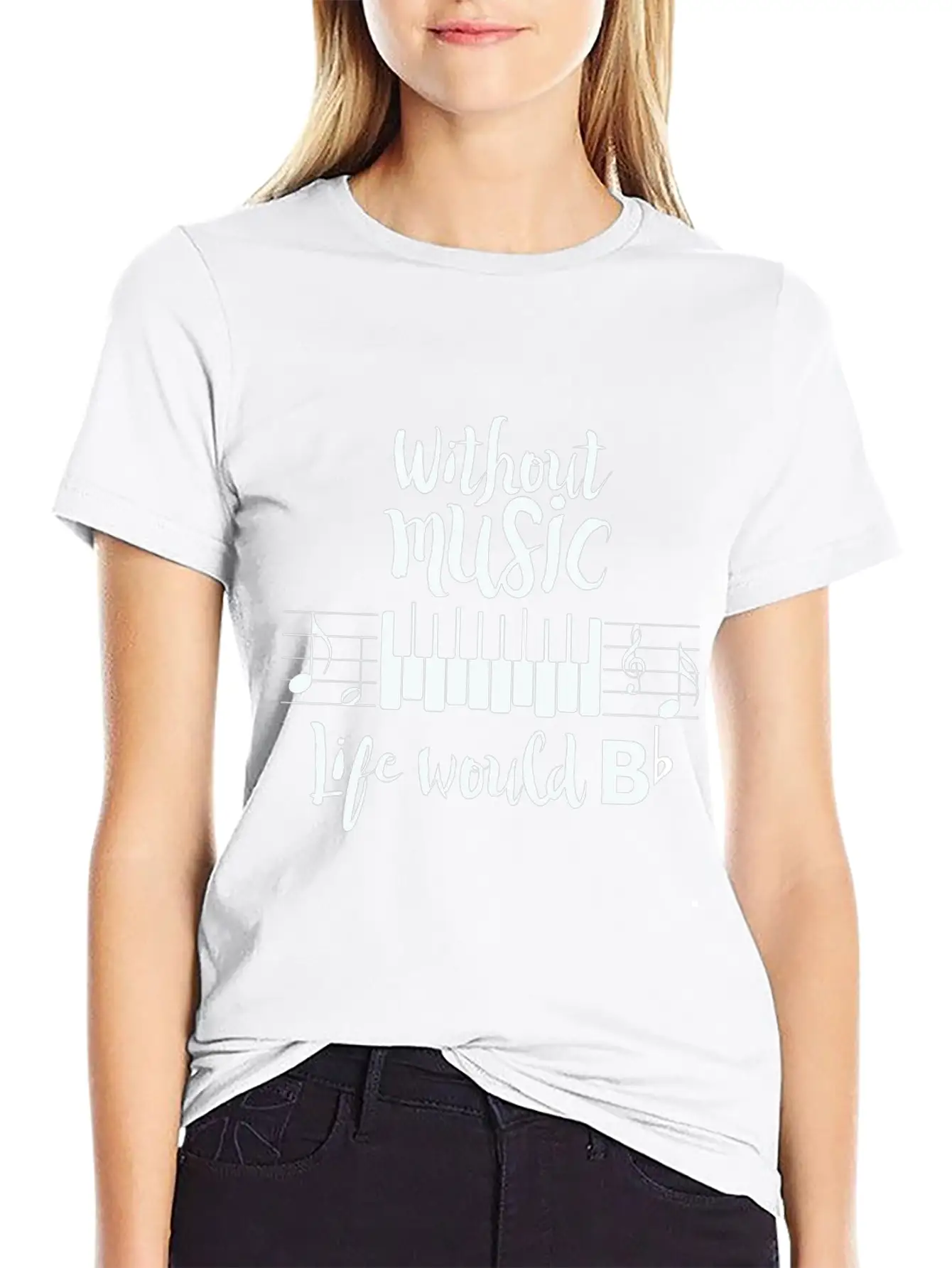 Without Music Life Would B Flat Essential Cotton Tee For Daily Outfits – Unisex Style