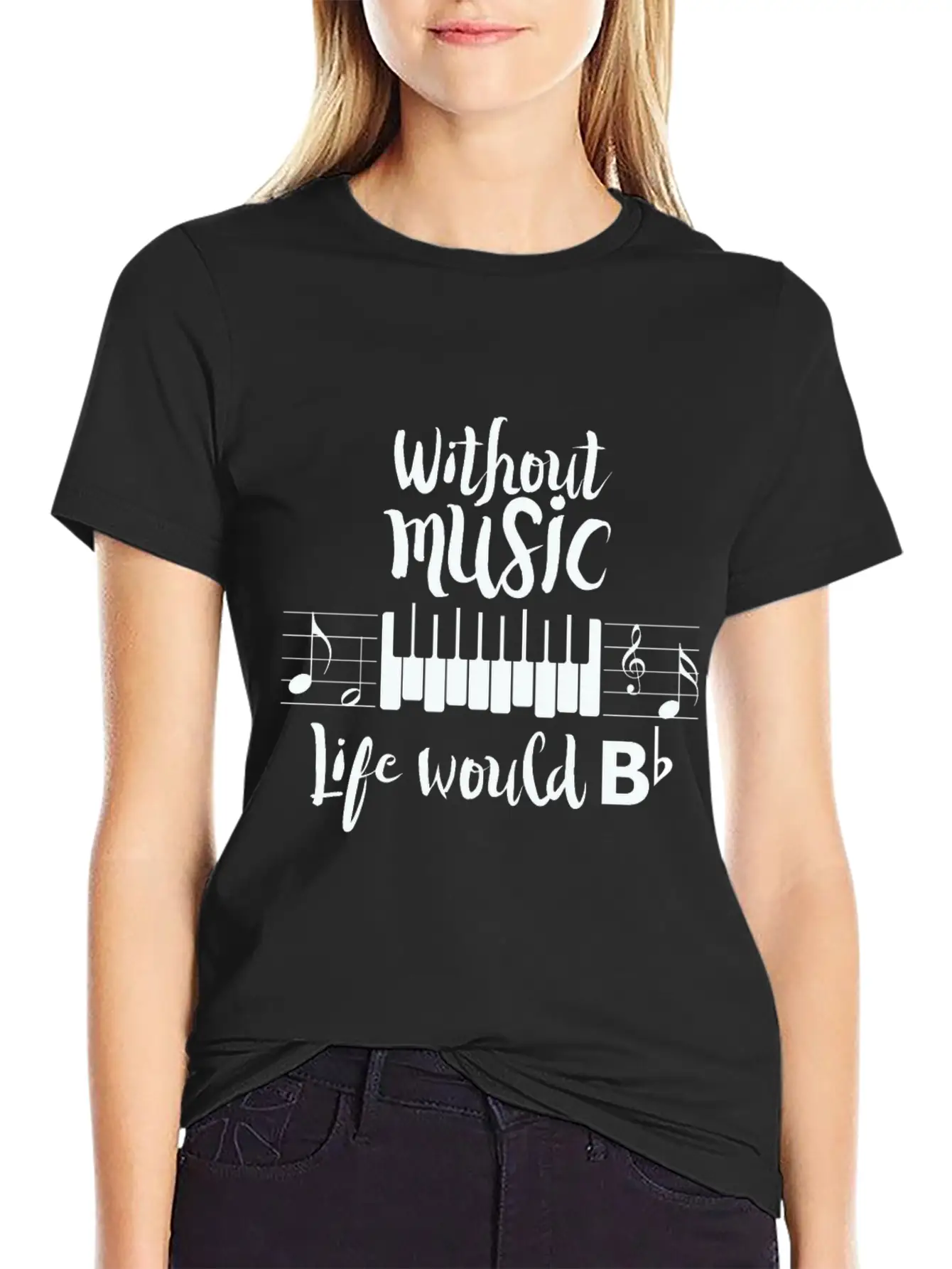 Without Music Life Would B Flat Essential Cotton Tee For Daily Outfits – Unisex Style