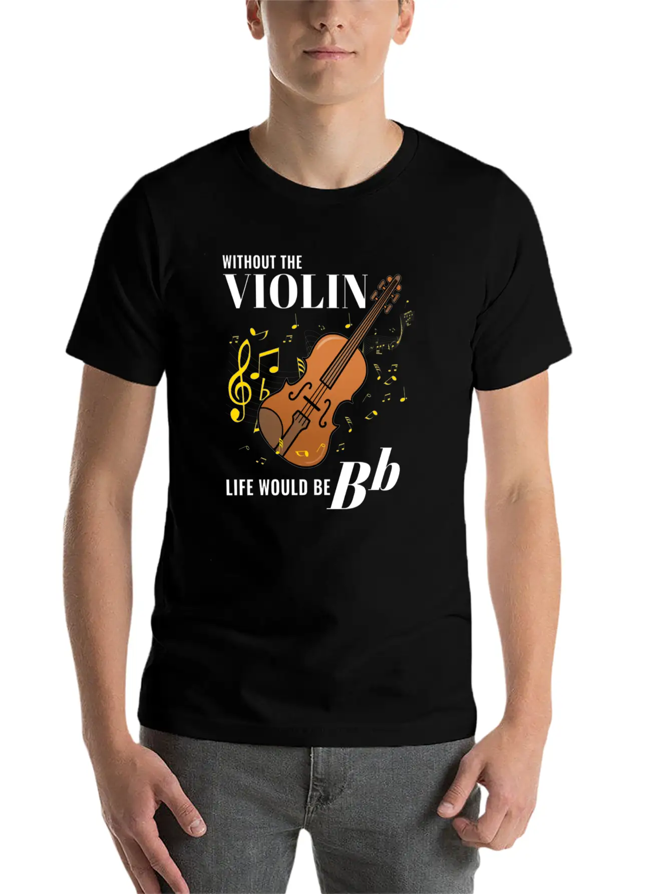 Without The Violin Life Would Be Bb For Violin Lightweight Cotton T-Shirt – Daily Comfort Graphic Shirt