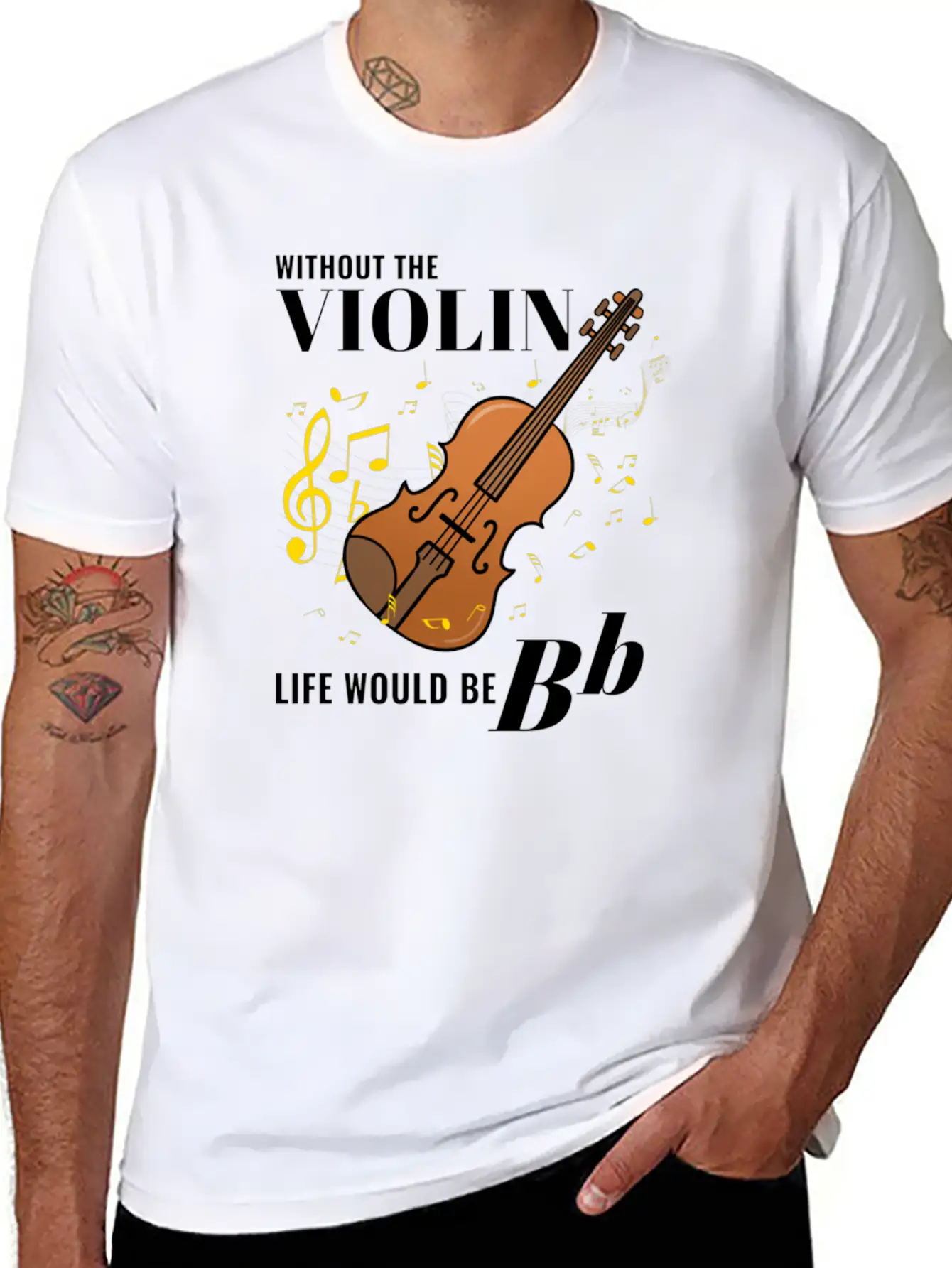 Without The Violin Life Would Be Bb For Violin Lightweight Cotton T-Shirt – Daily Comfort Graphic Shirt